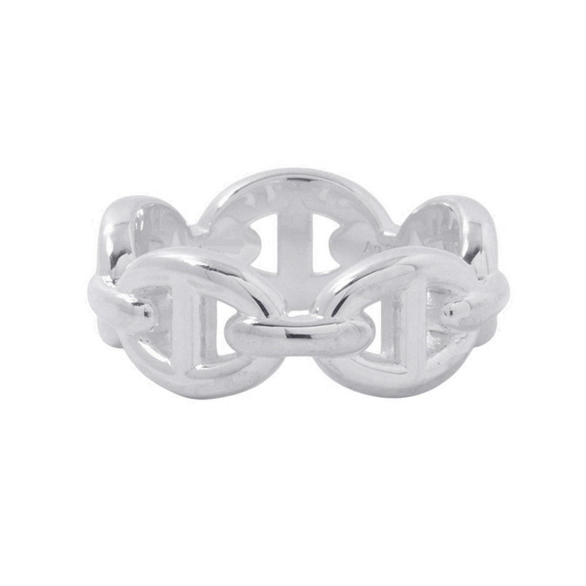 Hermes Silver 925 Band Ring (Pre-Owned)