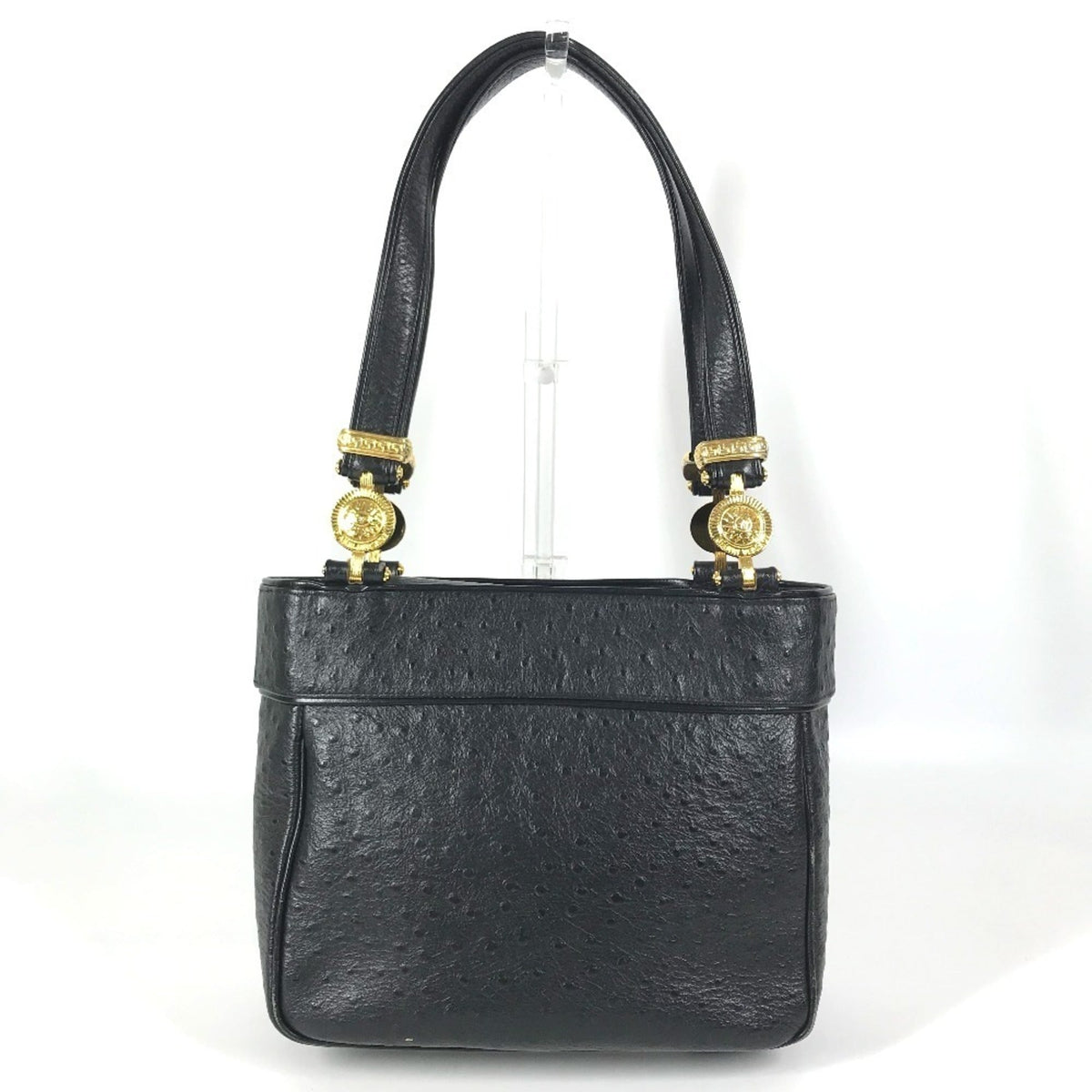 Versace Black Leather Shoulder Bag Tote Bag (Pre-Owned)