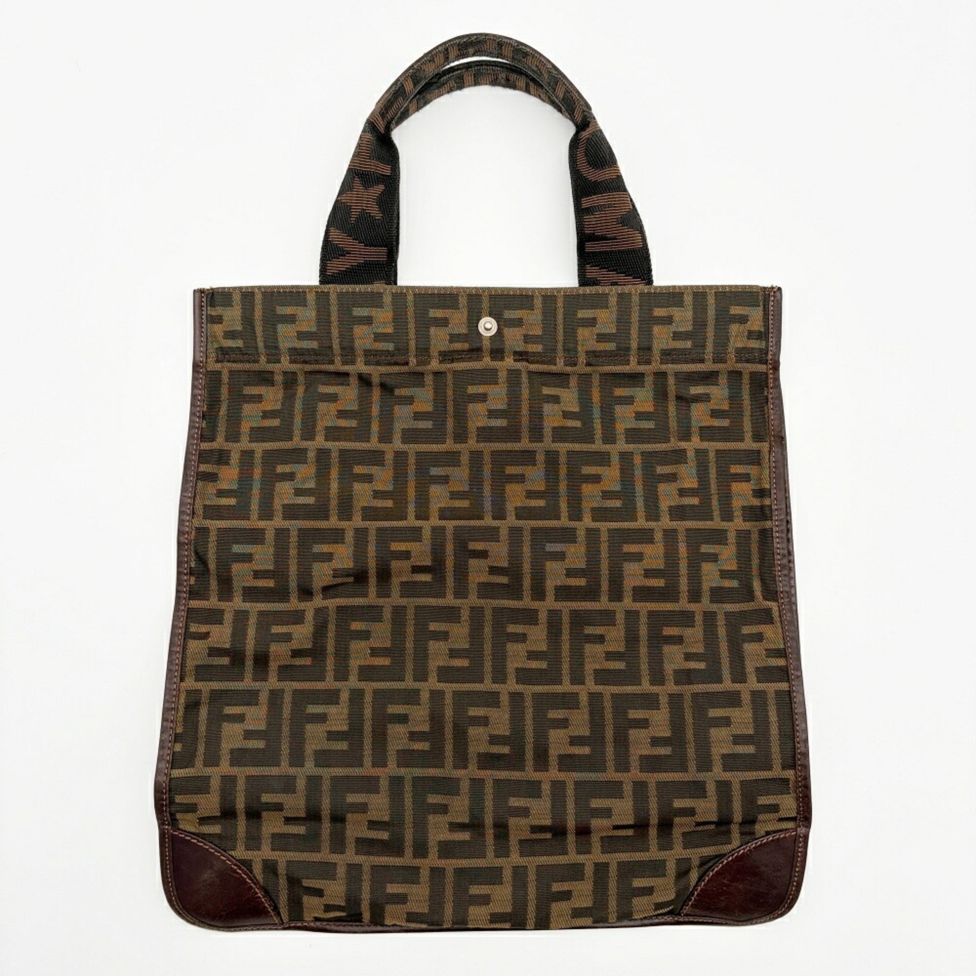 Fendi Brown Canvas Leather Tote Bag (Pre-Owned)