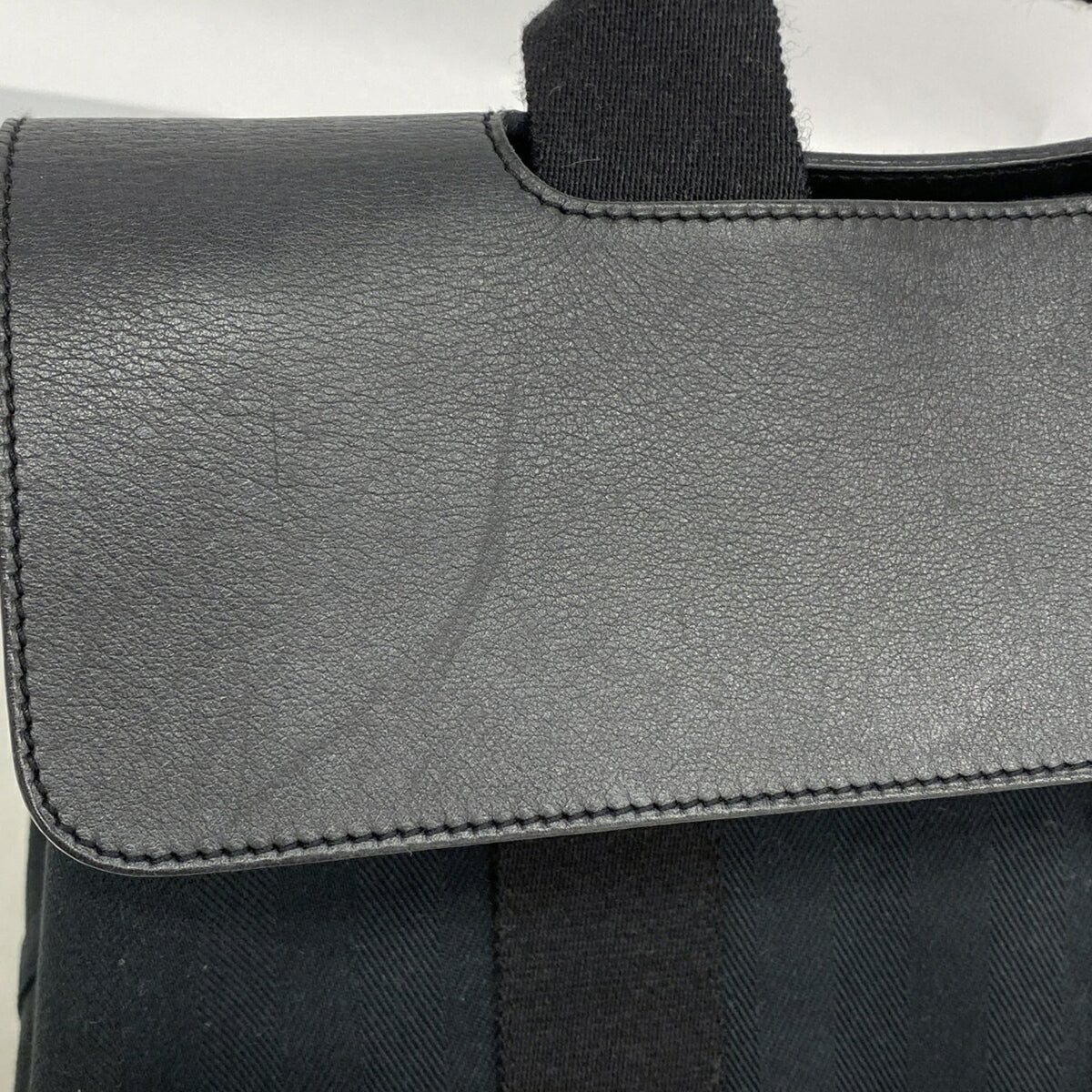 Hermes Black Toile Chevron Tote Bag (Pre-Owned)