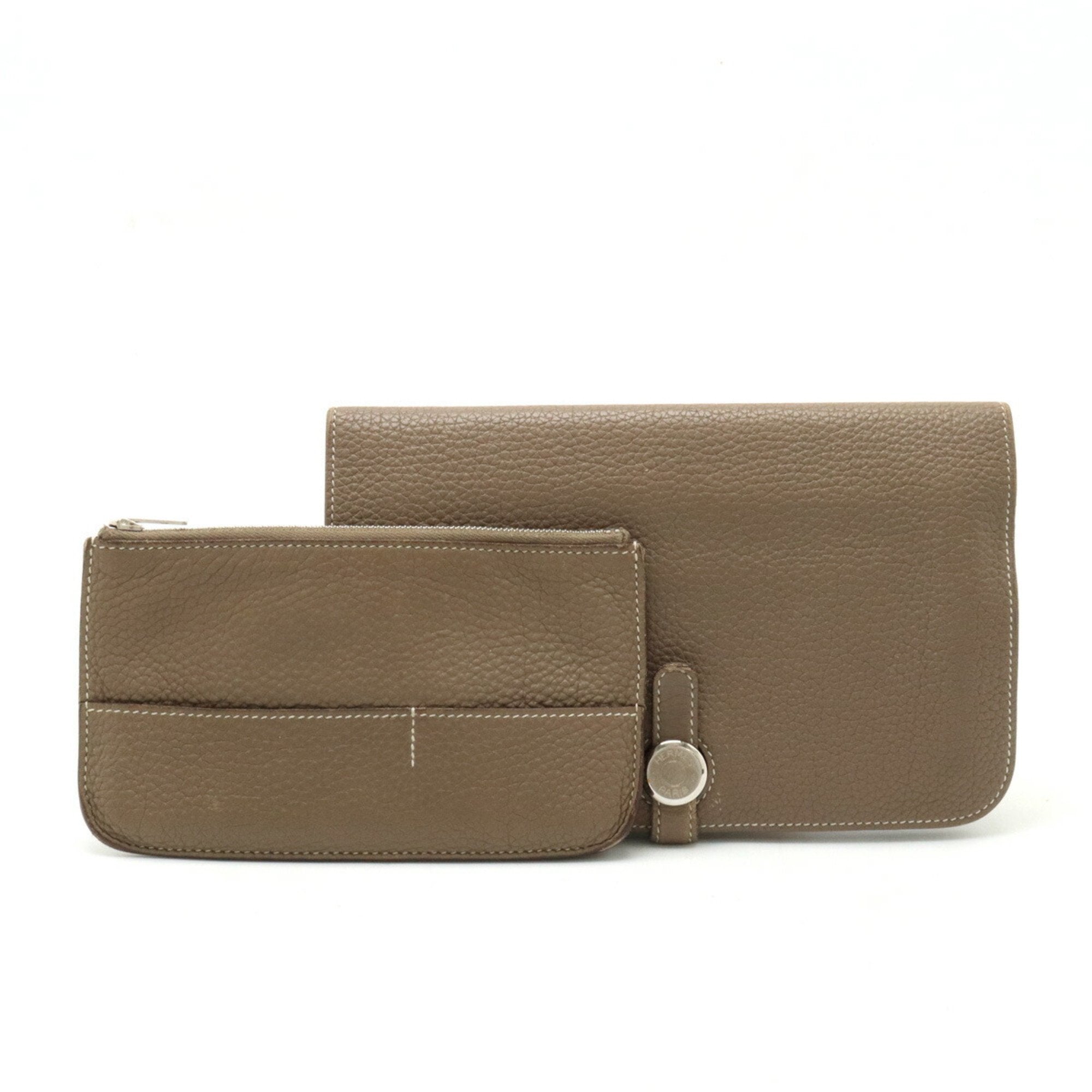 Hermes Dogon Duo Etoupe Gray Togo Leather Long Wallet (Bi-Fold) (Pre-Owned)