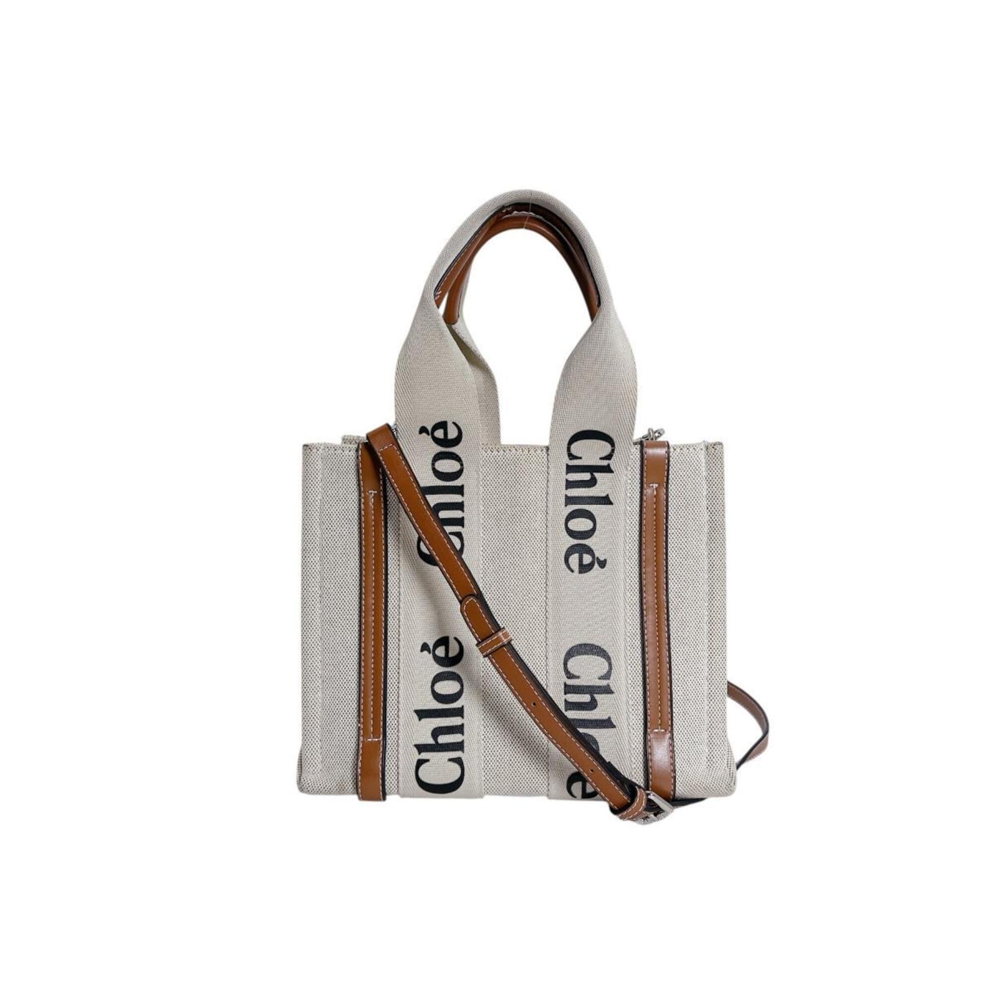 Chloé Beige Canvas Leather Handbag Tote Bag (Pre-Owned)