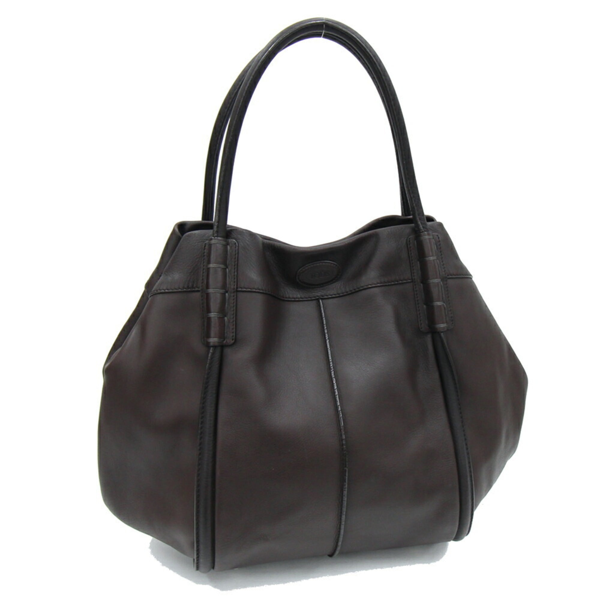 Tod's Dark Brown Leather Handbag Tote Bag (Pre-Owned)