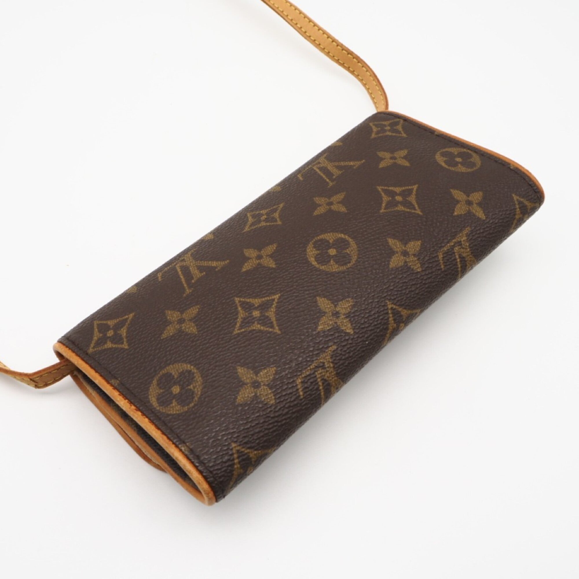 Louis Vuitton Monogram Brown Coated Canvas Leather Pochette Shoulder Bag (Pre-Owned)