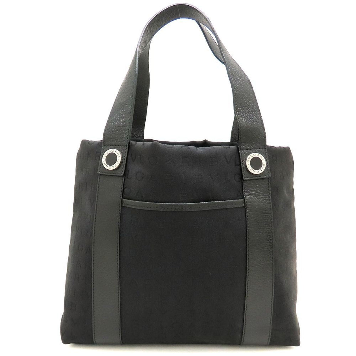 Bvlgari Black Canvas Leather Handbag Tote Bag (Pre-Owned)