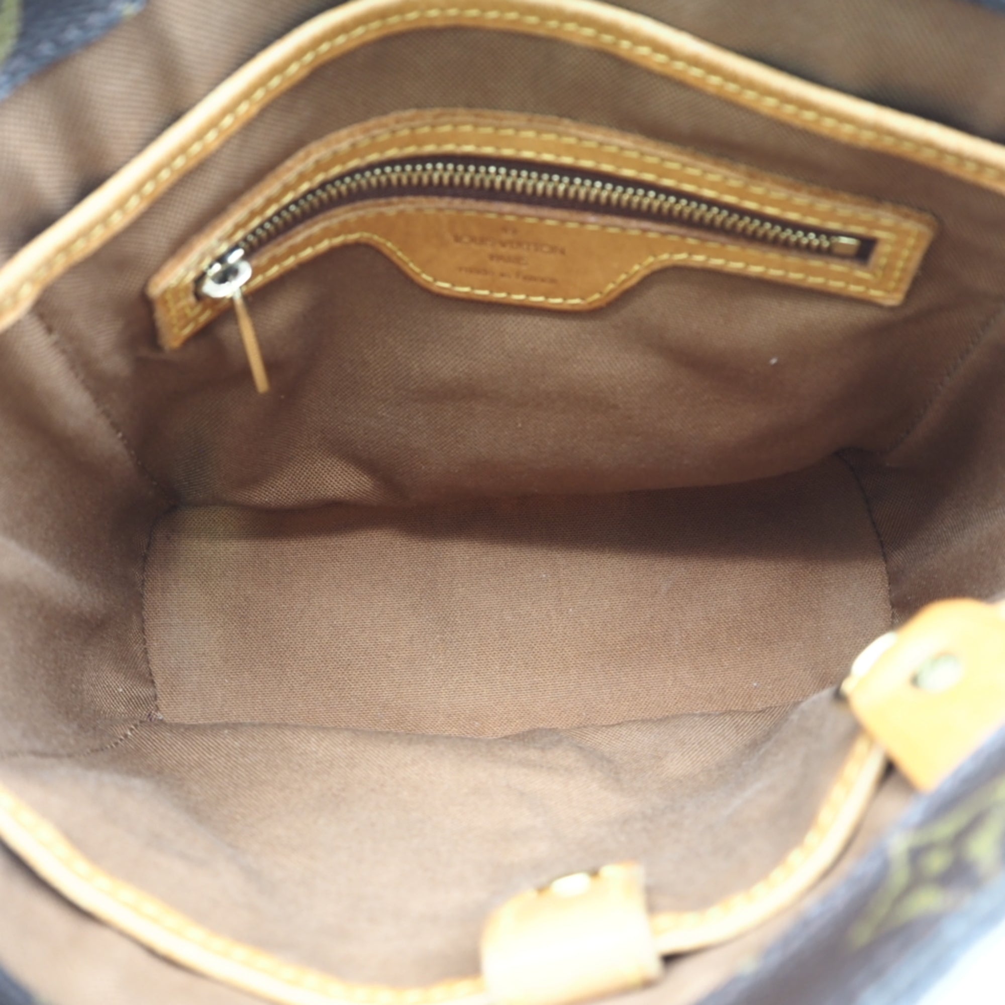 Louis Vuitton Monogram Beige Brown Coated Canvas Leather Handbag (Pre-Owned)