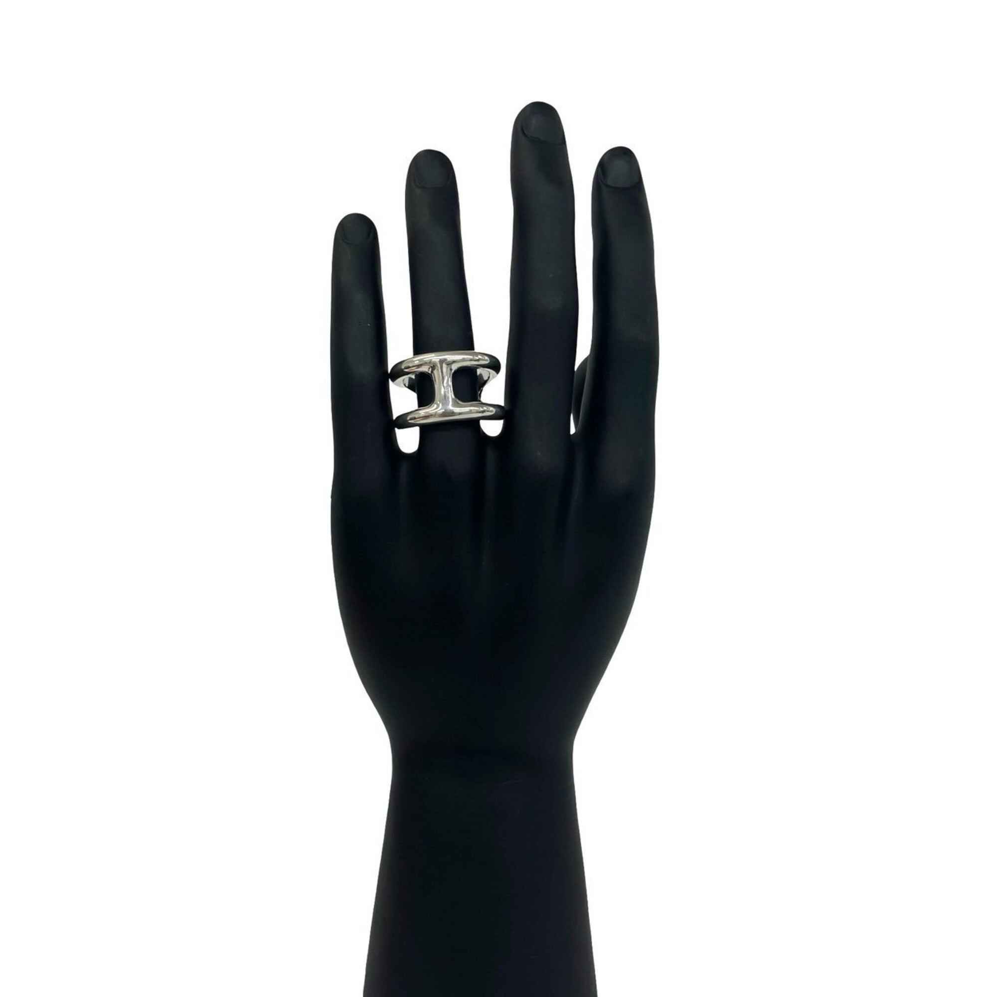 Hermes Silver Silver 925 Band Ring (Pre-Owned)