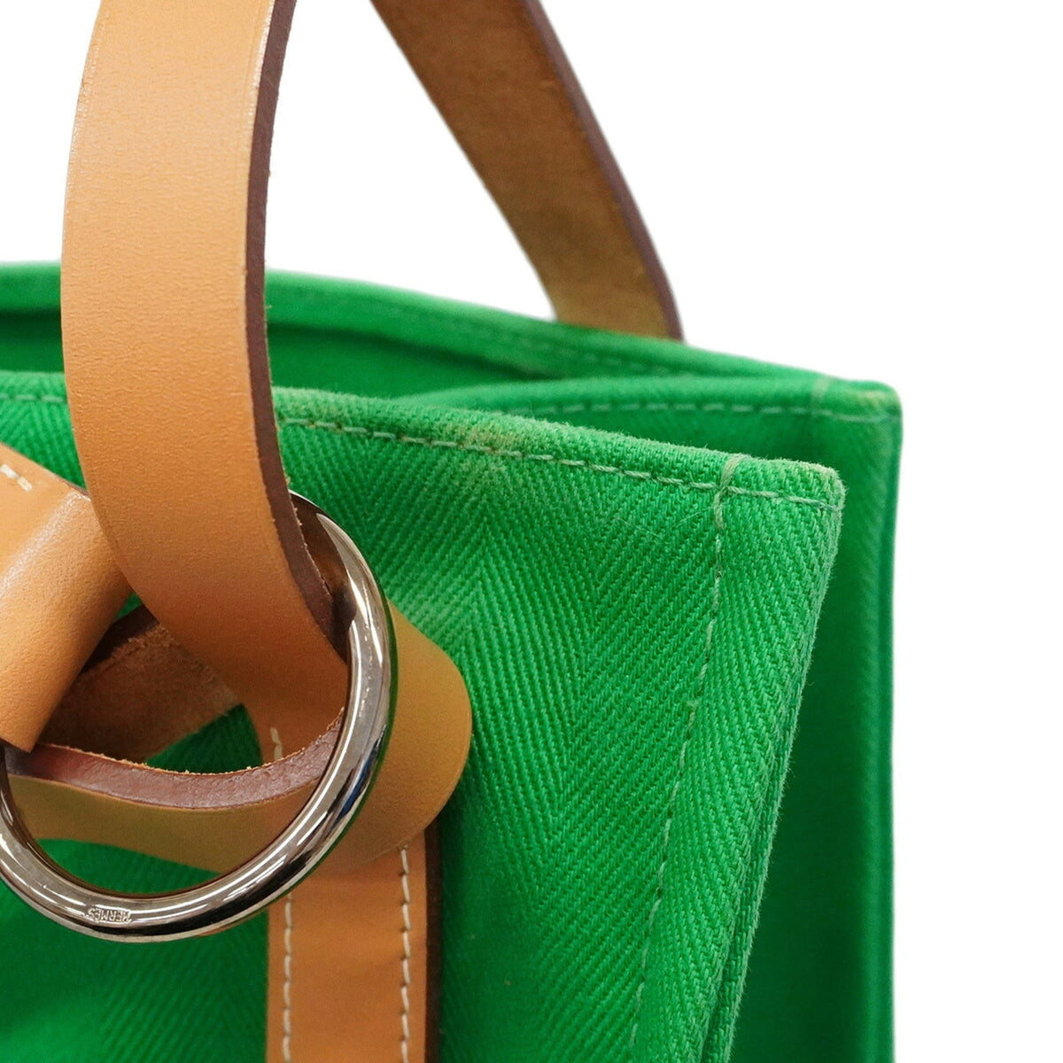 Hermes Green Toile Chevron Shoulder Bag (Pre-Owned)