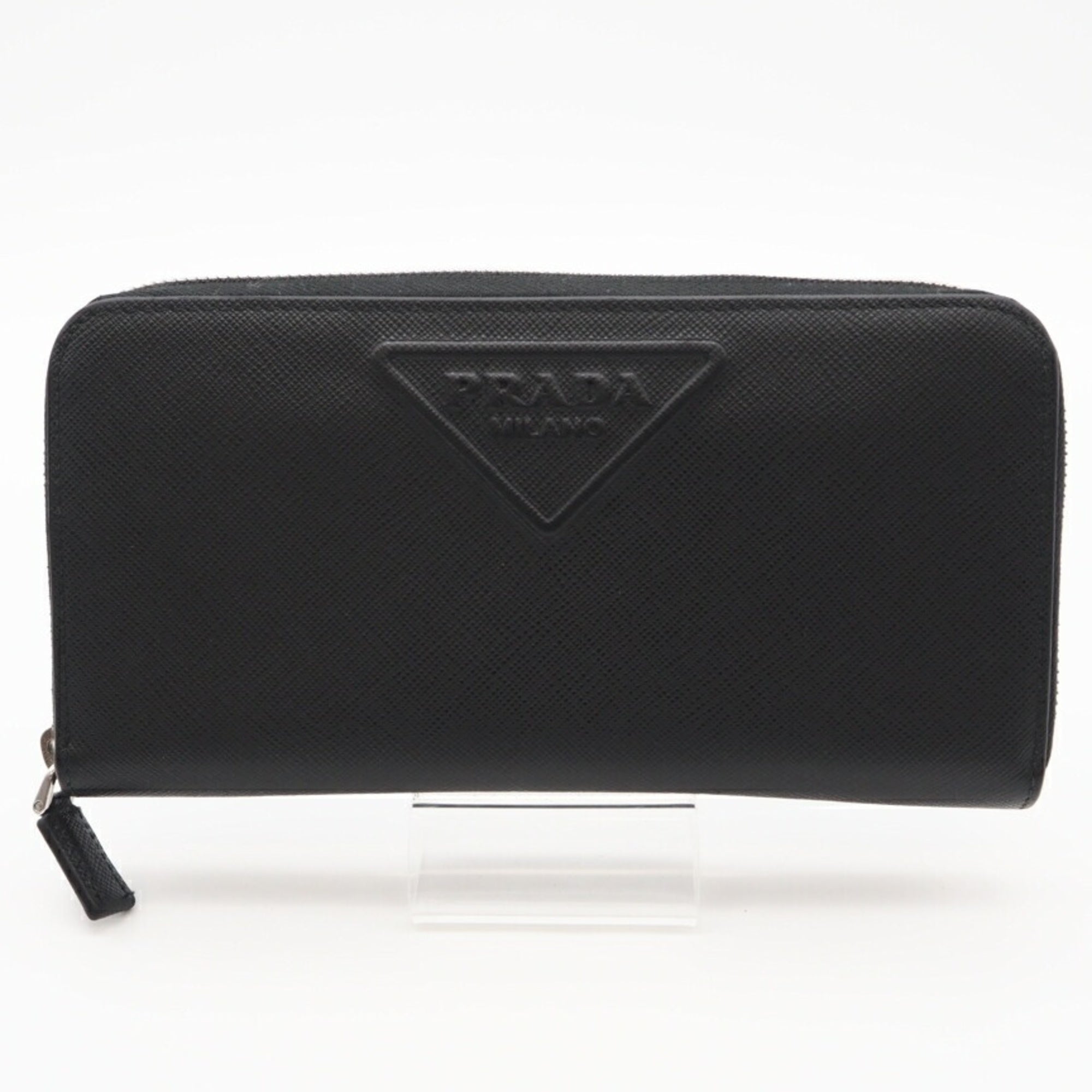 Prada Saffiano Black Leather Saffiano Long Wallet (Bi-Fold) (Pre-Owned)
