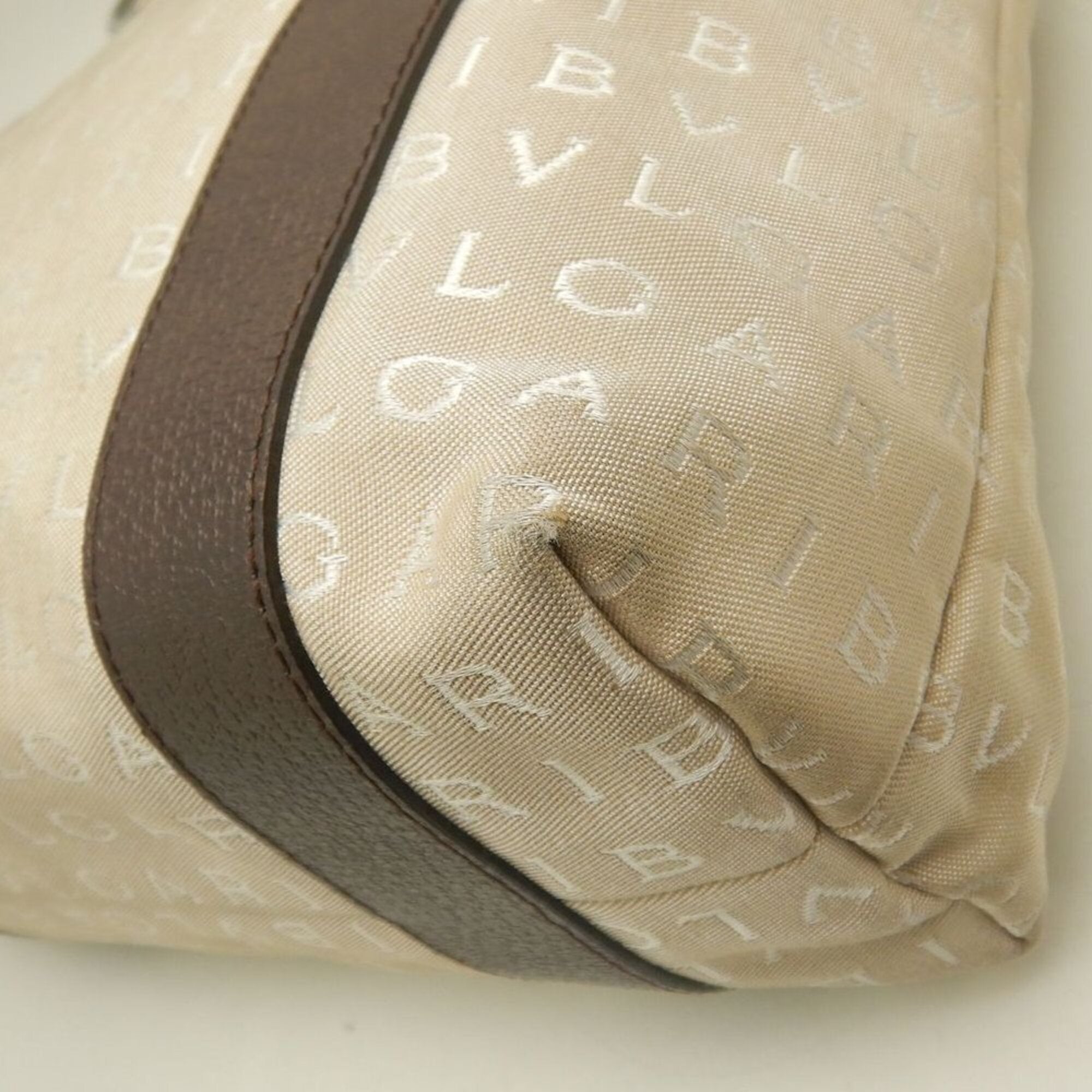 Bvlgari Logomania Beige Brown Canvas Leather Tote Bag (Pre-Owned)