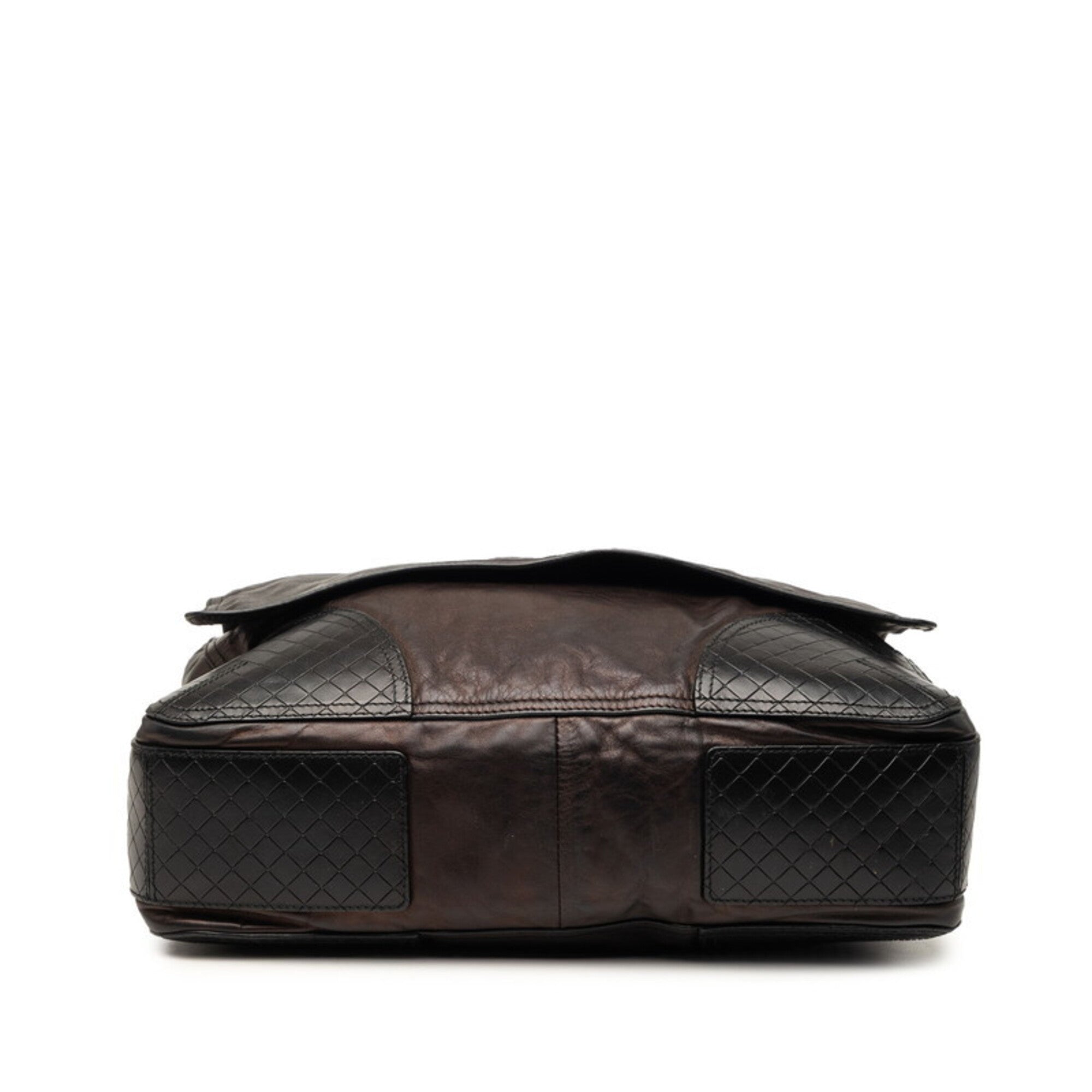 Bottega Veneta Black Intrecciato Messenger Bag Shoulder Bag (Pre-Owned)
