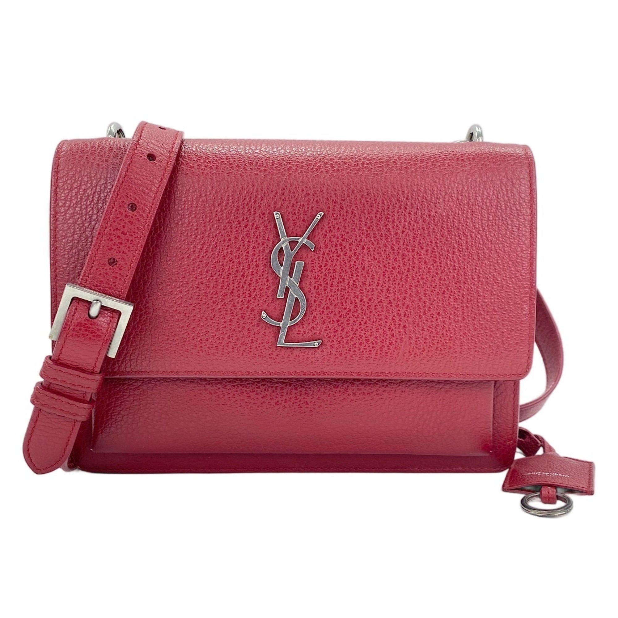 Yves Saint Laurent Red Color Wine Shoulder Bag (Pre-Owned)
