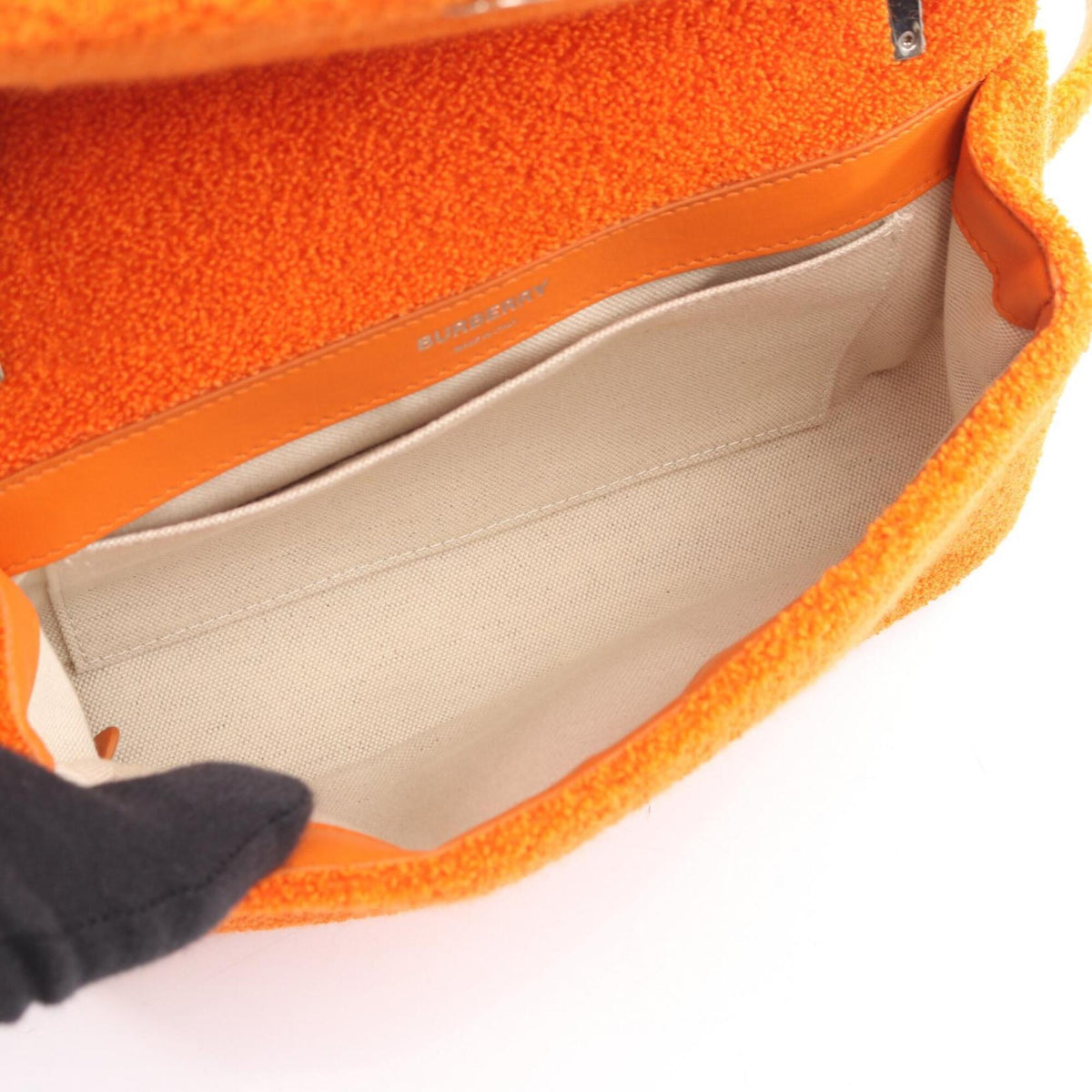 Burberry Orange Pile Fabric Handbag Shoulder Bag (Pre-Owned)