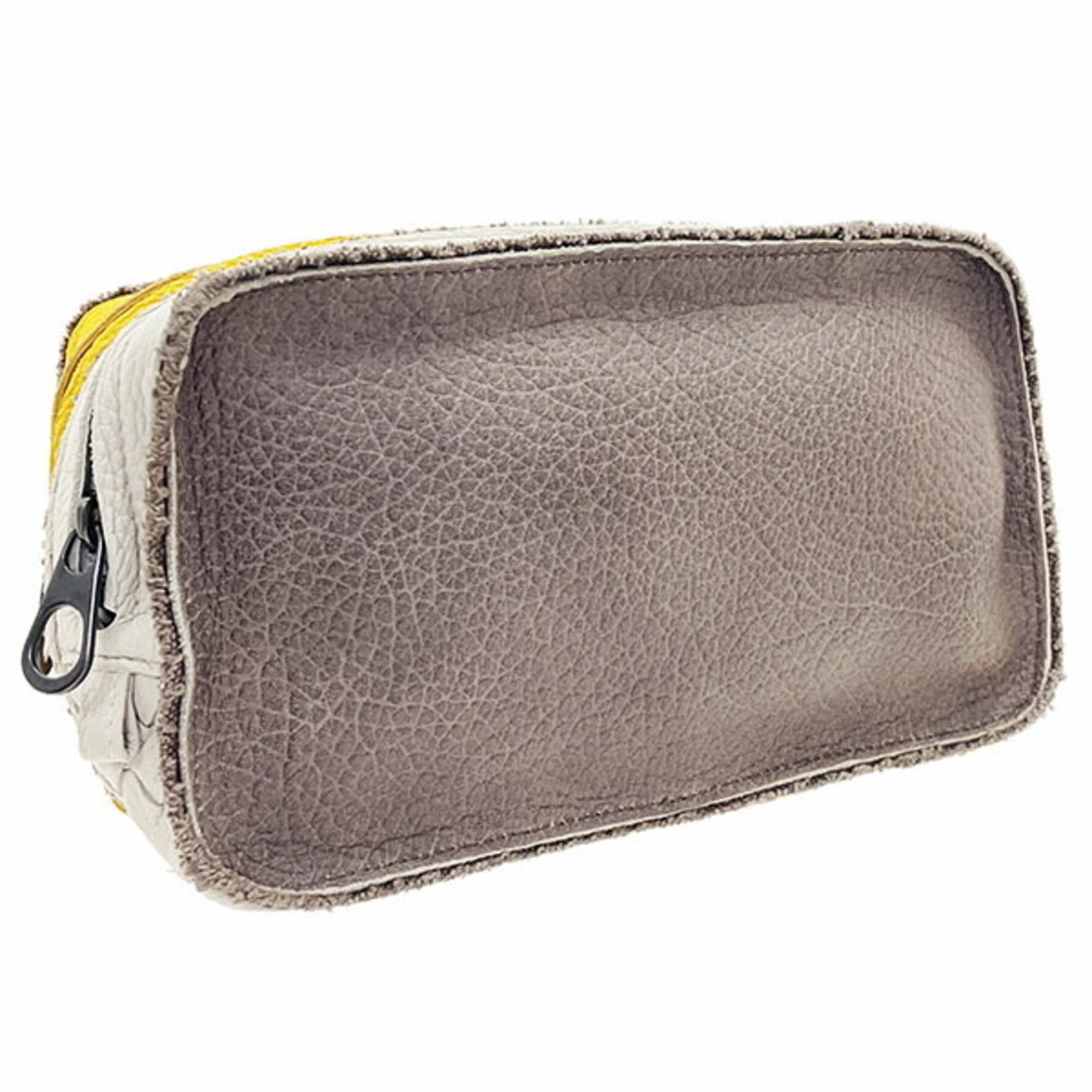 Bottega Veneta Gray Brown Ivory Three Color Yellow Leather Pouch (Pre-Owned)