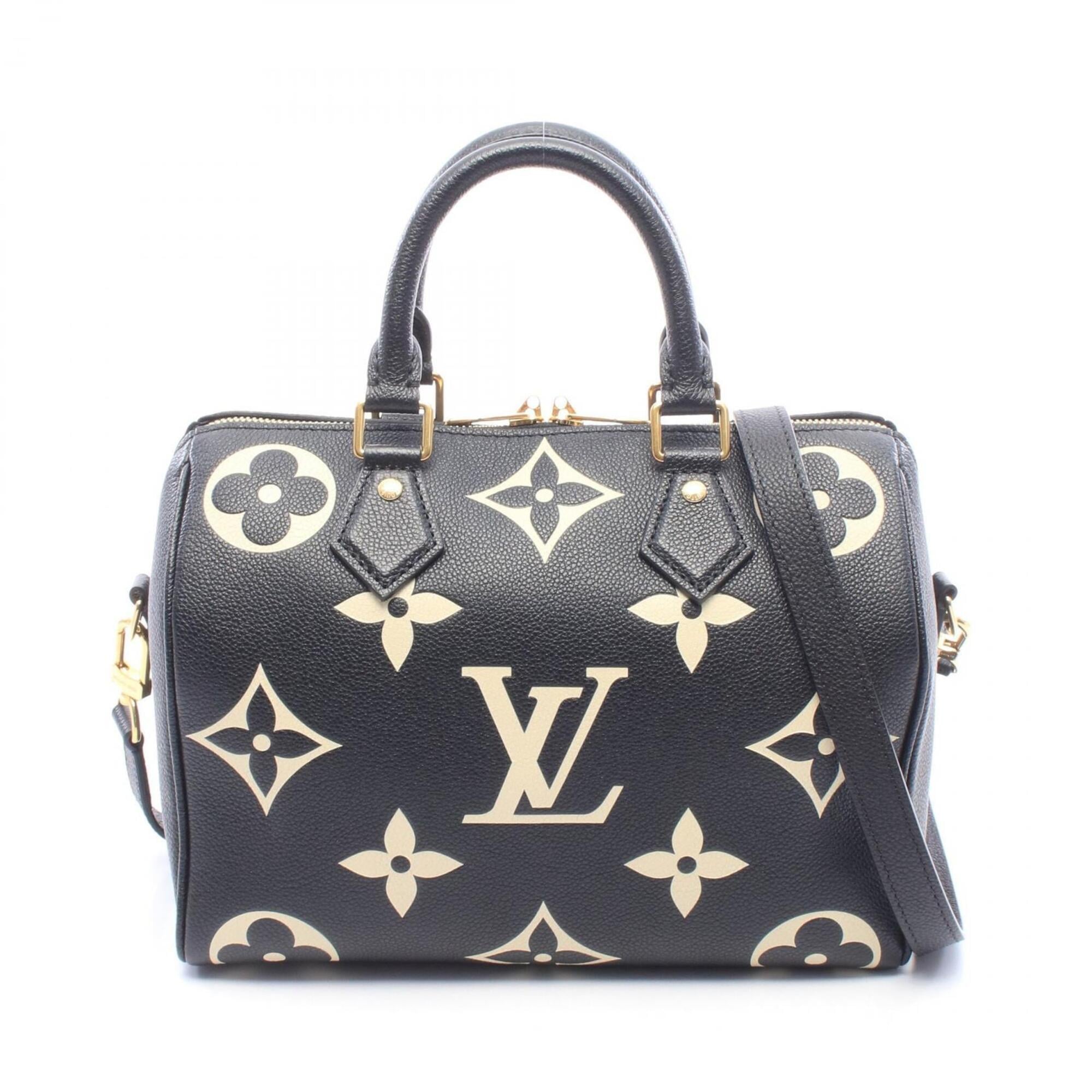 Louis Vuitton Beige Black Coated Canvas Leather Handbag (Pre-Owned)