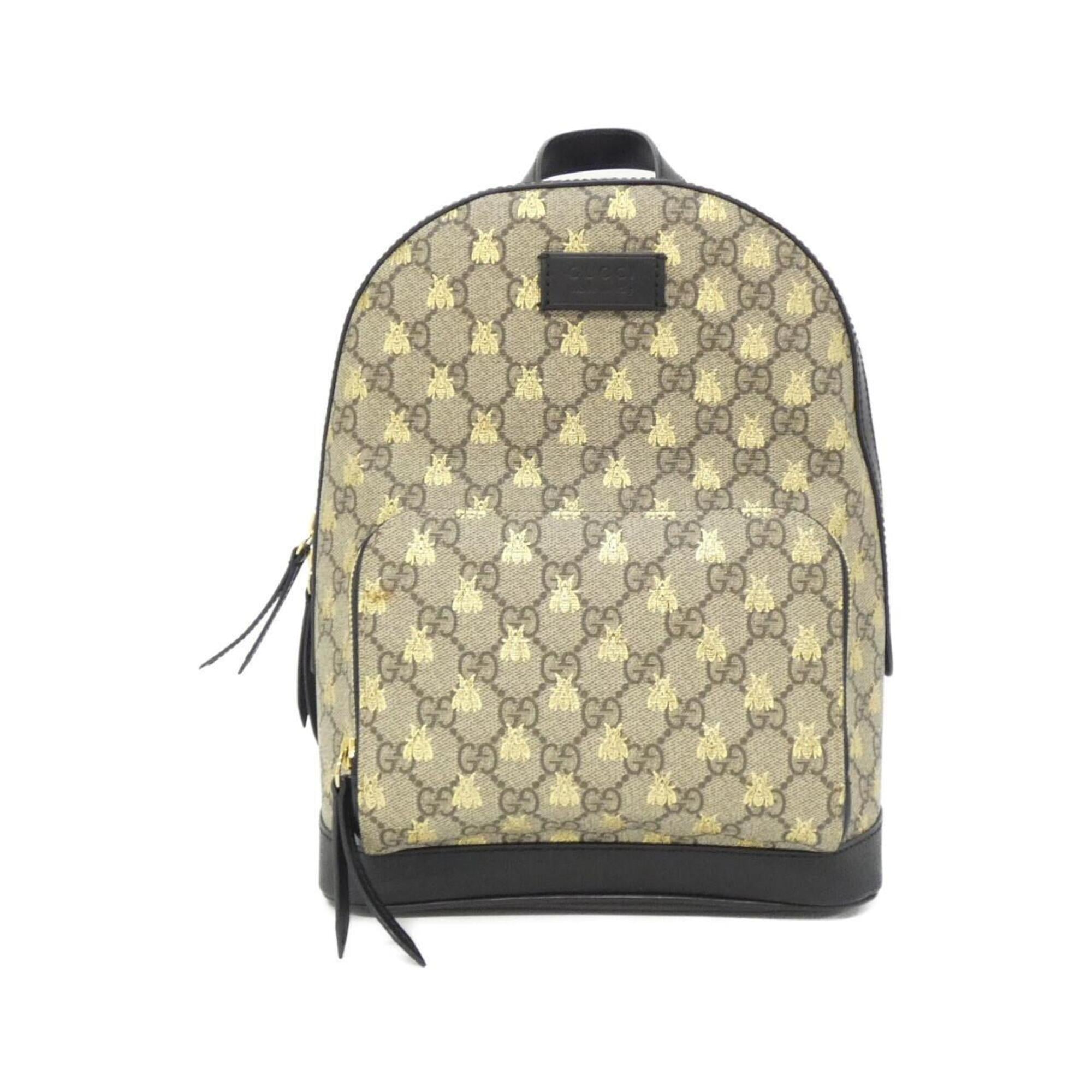 Gucci Beige Black Gg Supreme Backpack (Pre-Owned)