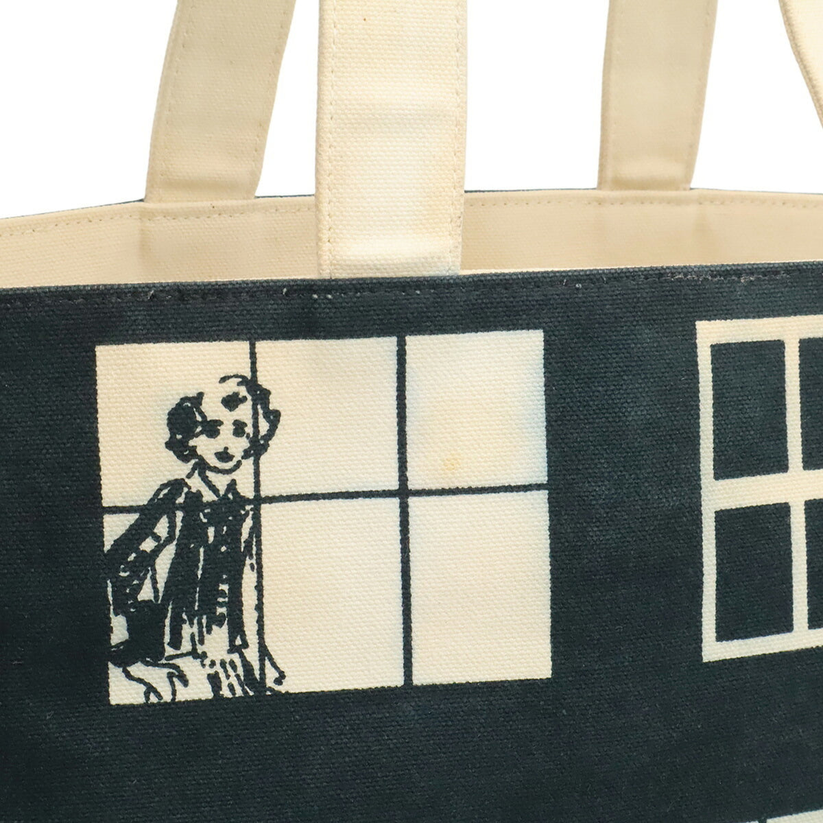 Chanel Black White Canvas Leather Shoulder Bag Tote Bag (Pre-Owned)