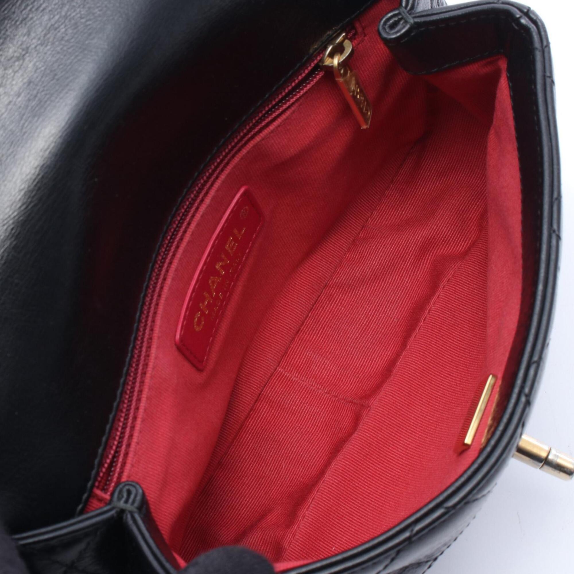 Chanel Black Leather Handbag Shoulder Bag (Pre-Owned)