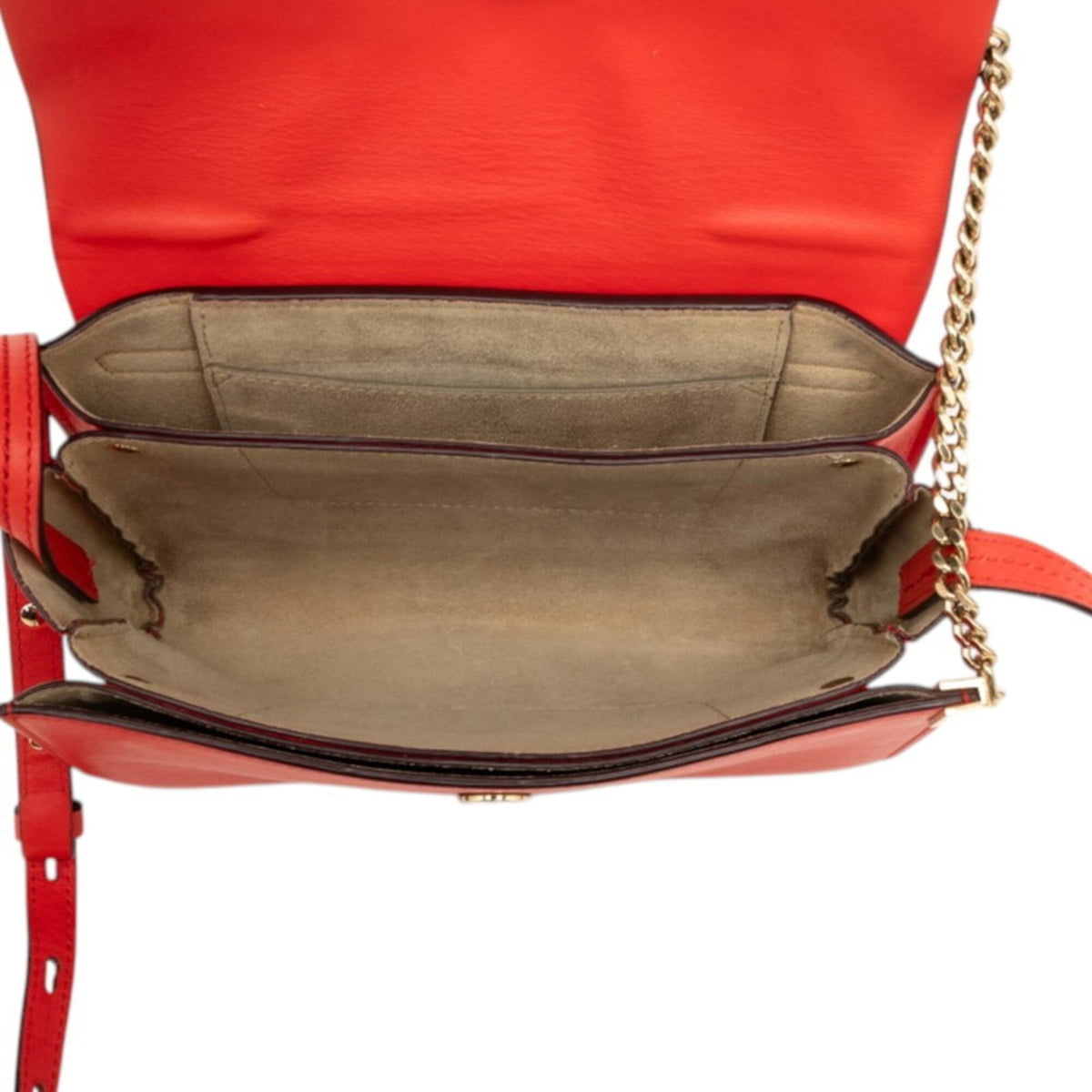 Chloé Red Color Leather Suede Shoulder Bag (Pre-Owned)