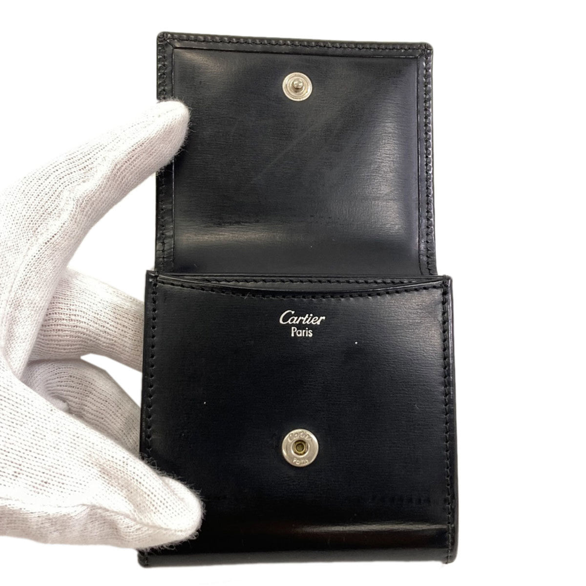 Cartier Black Leather Coin Purse/Coin Case (Pre-Owned)