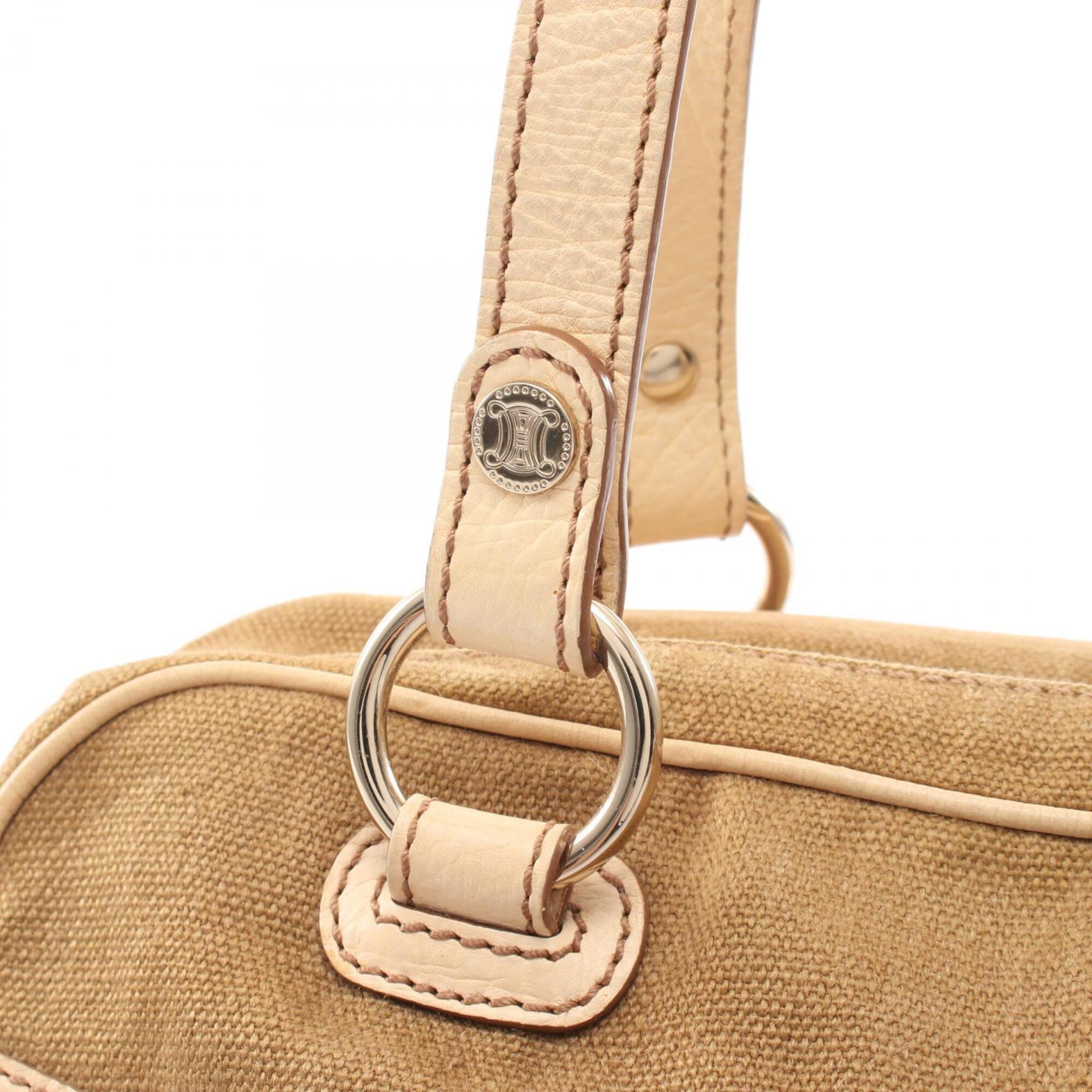Celine Beige Khaki Canvas Leather Handbag (Pre-Owned)