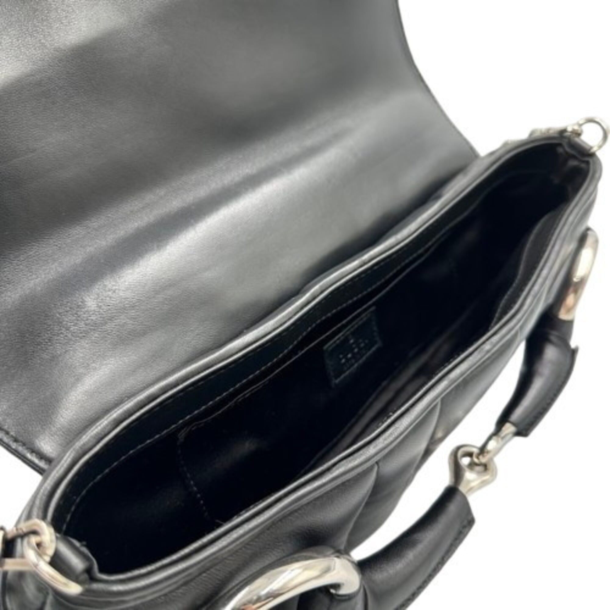 Gucci Horsebit Black Leather Shoulder Bag (Pre-Owned)