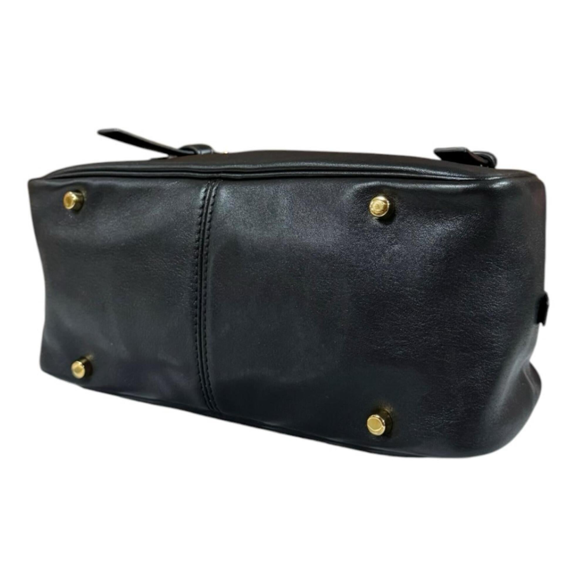 Versace Black Leather Handbag (Pre-Owned)