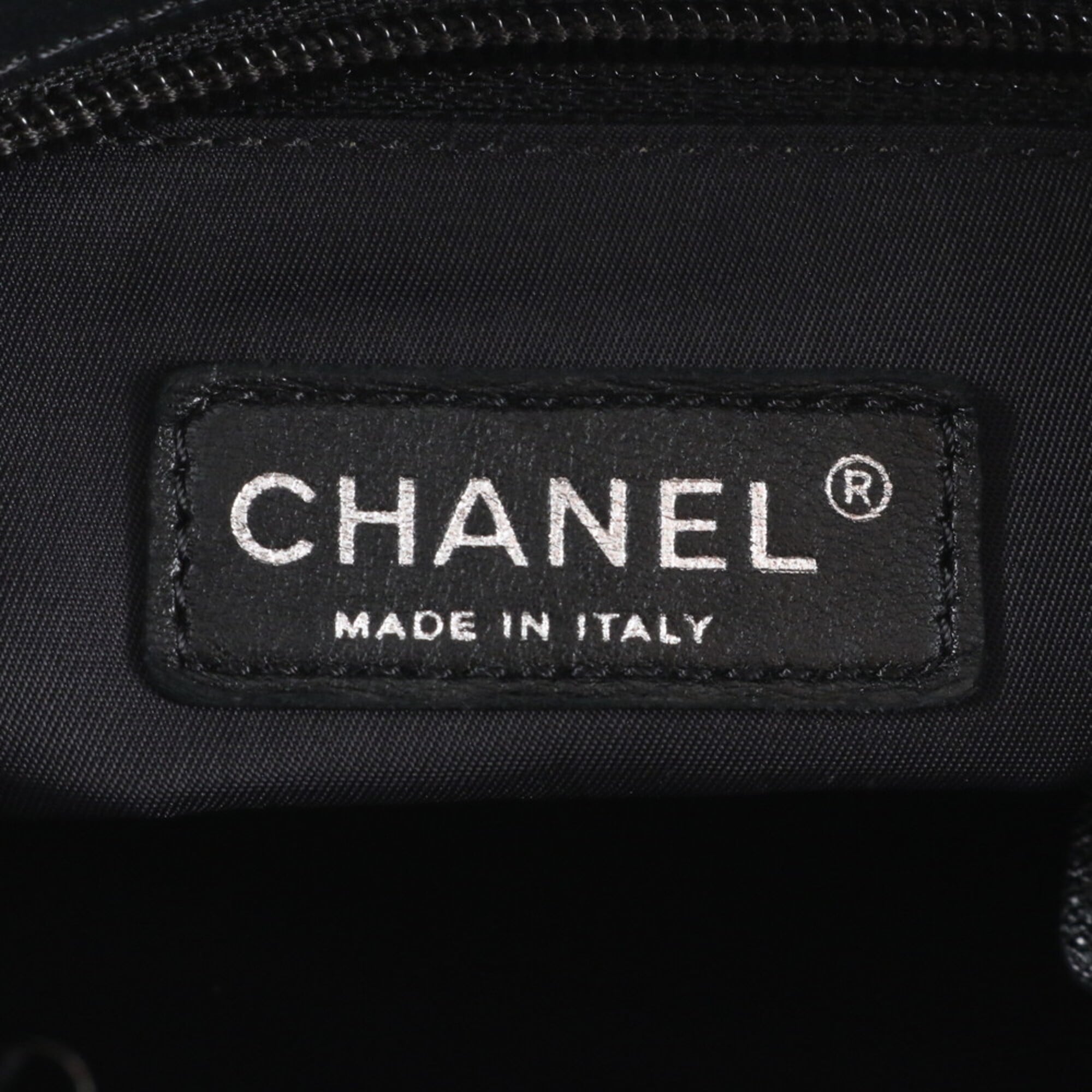 Chanel Black Leather Canvas Shoulder Bag Tote Bag (Pre-Owned)