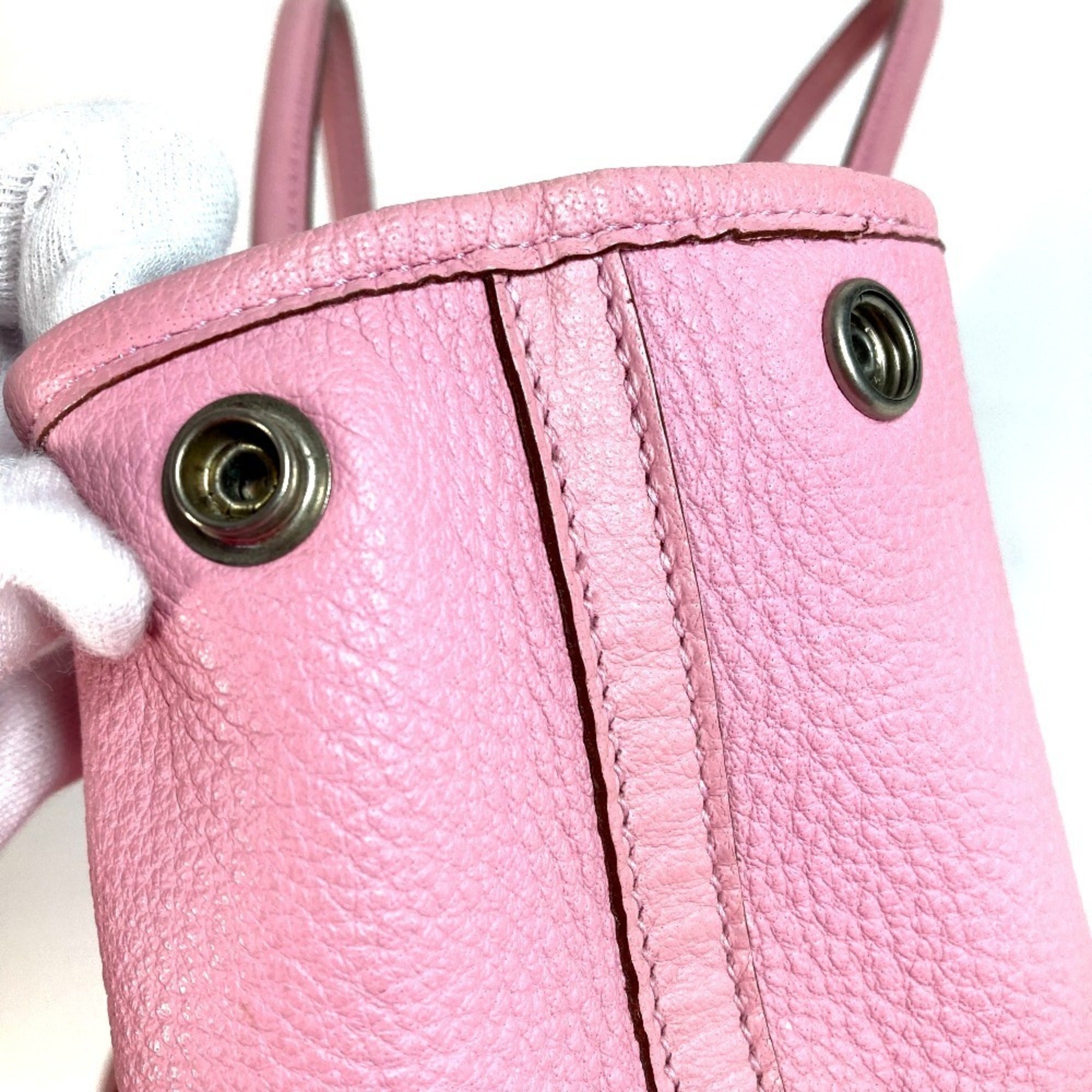 Hermes Garden Pink Rose Confetti Negonda Leather Handbag Tote Bag (Pre-Owned)
