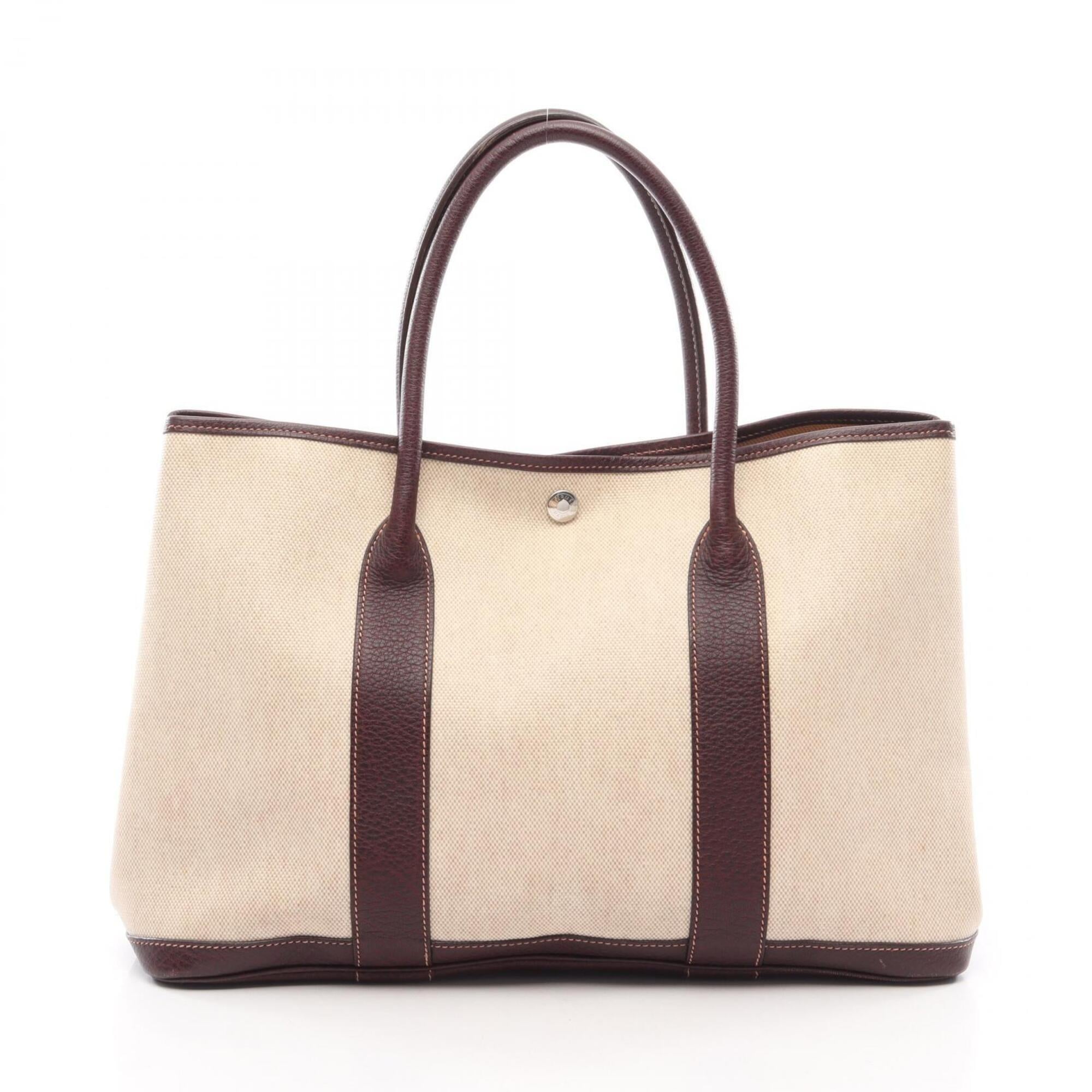 Hermes Beige Brown Ecru Toile H Buffalo Leather Handbag Tote Bag (Pre-Owned)