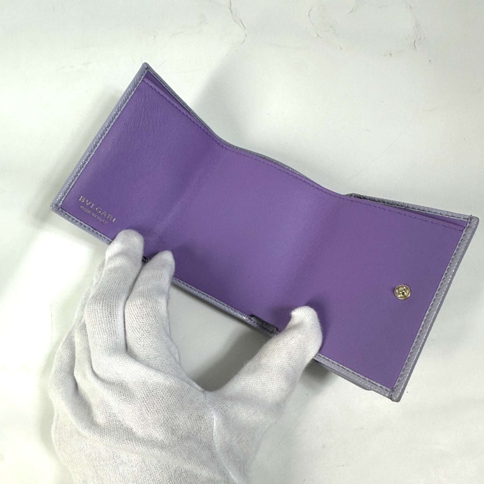 Bvlgari Purple Leather Wallet (Tri-Fold) (Pre-Owned)