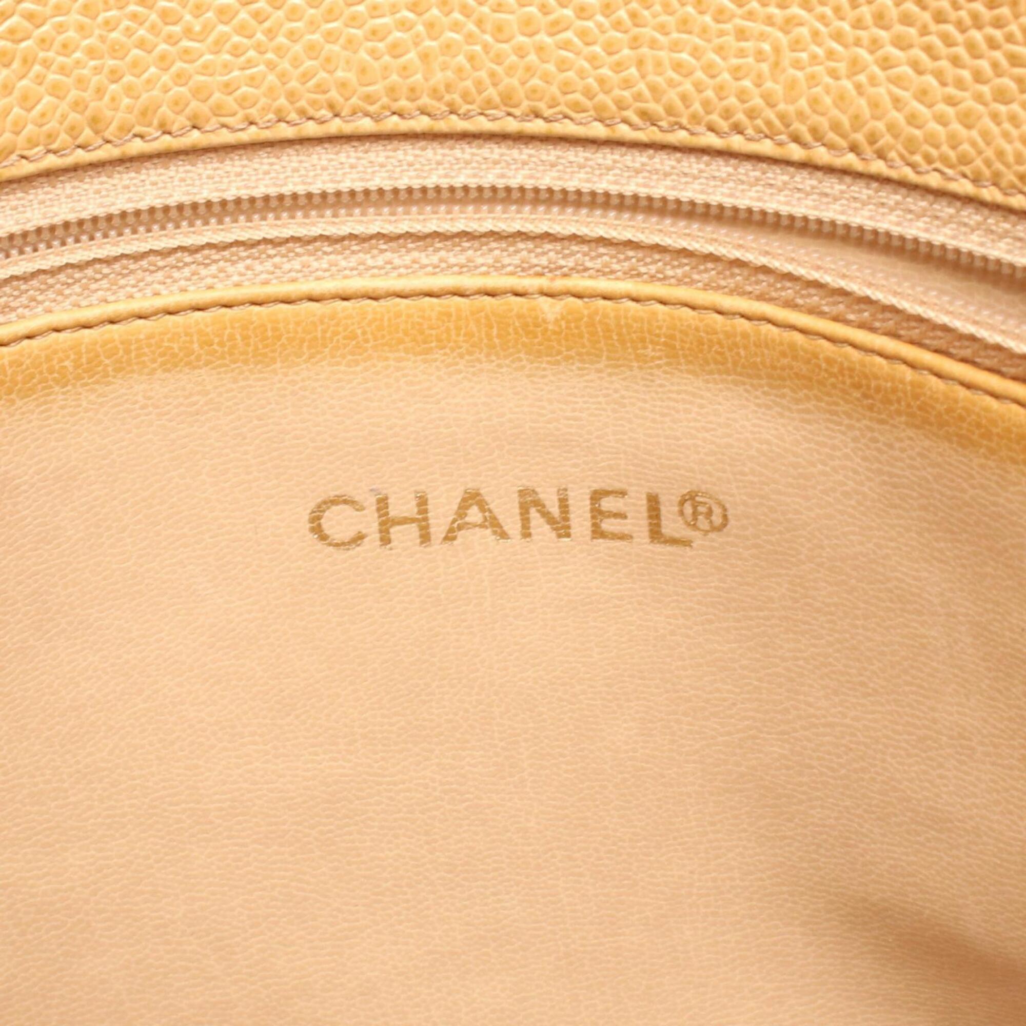 Chanel Beige Grained Calfskin Handbag Tote Bag (Pre-Owned)