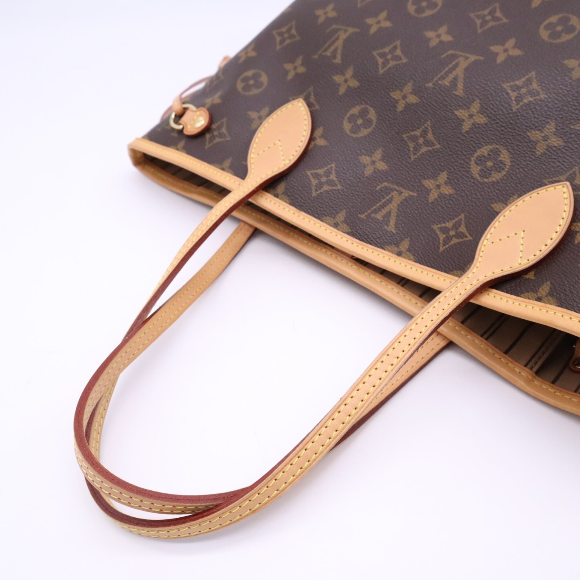Louis Vuitton Monogram Beige Brown Coated Canvas Leather Handbag (Pre-Owned)