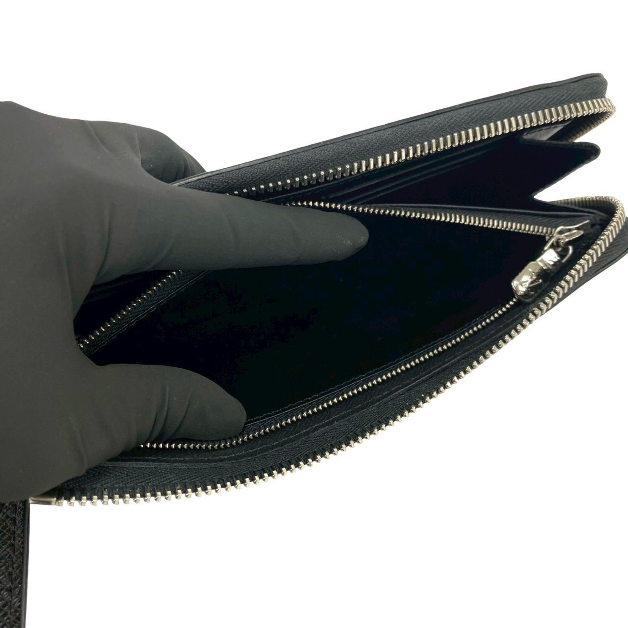 Louis Vuitton Black Leather Long Wallet (Bi-Fold) (Pre-Owned)