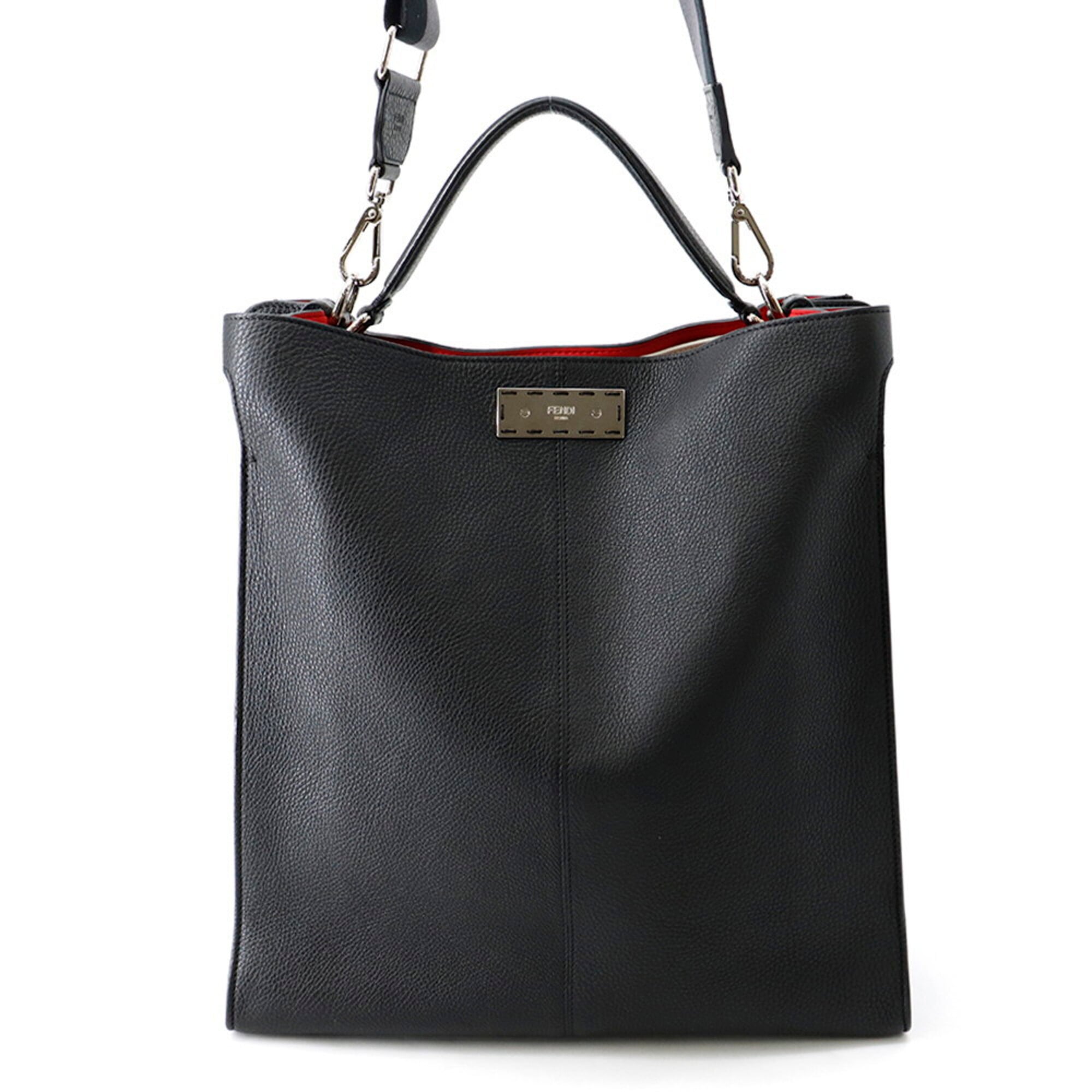Fendi Peekaboo Black Leather Handbag Tote Bag (Pre-Owned)