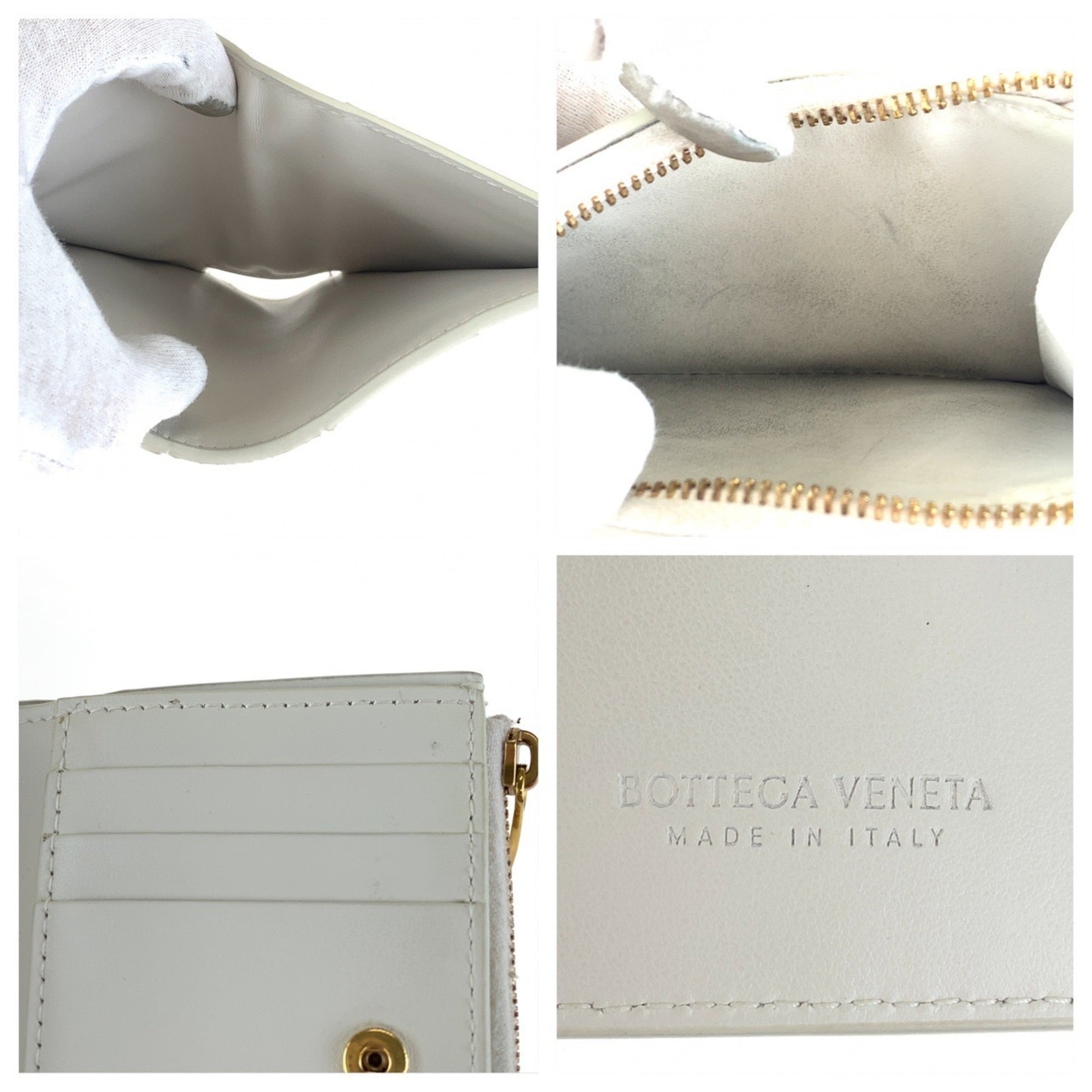 Bottega Veneta White Leather Card Wallet (Pre-Owned)