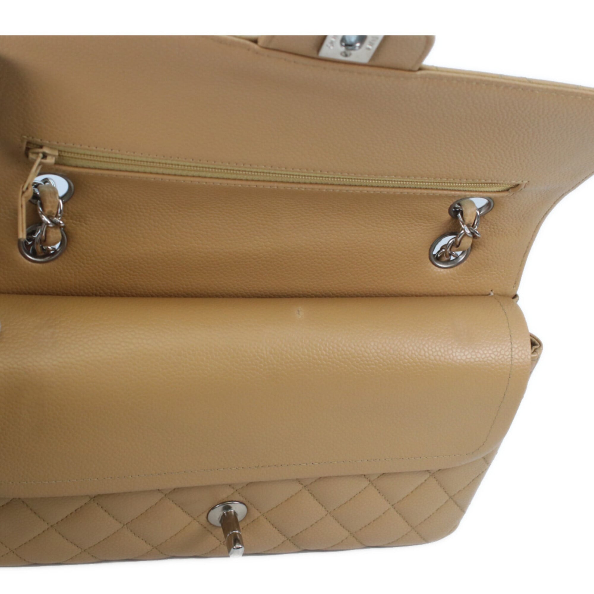 Chanel Beige Grained Calfskin Shoulder Bag (Pre-Owned)