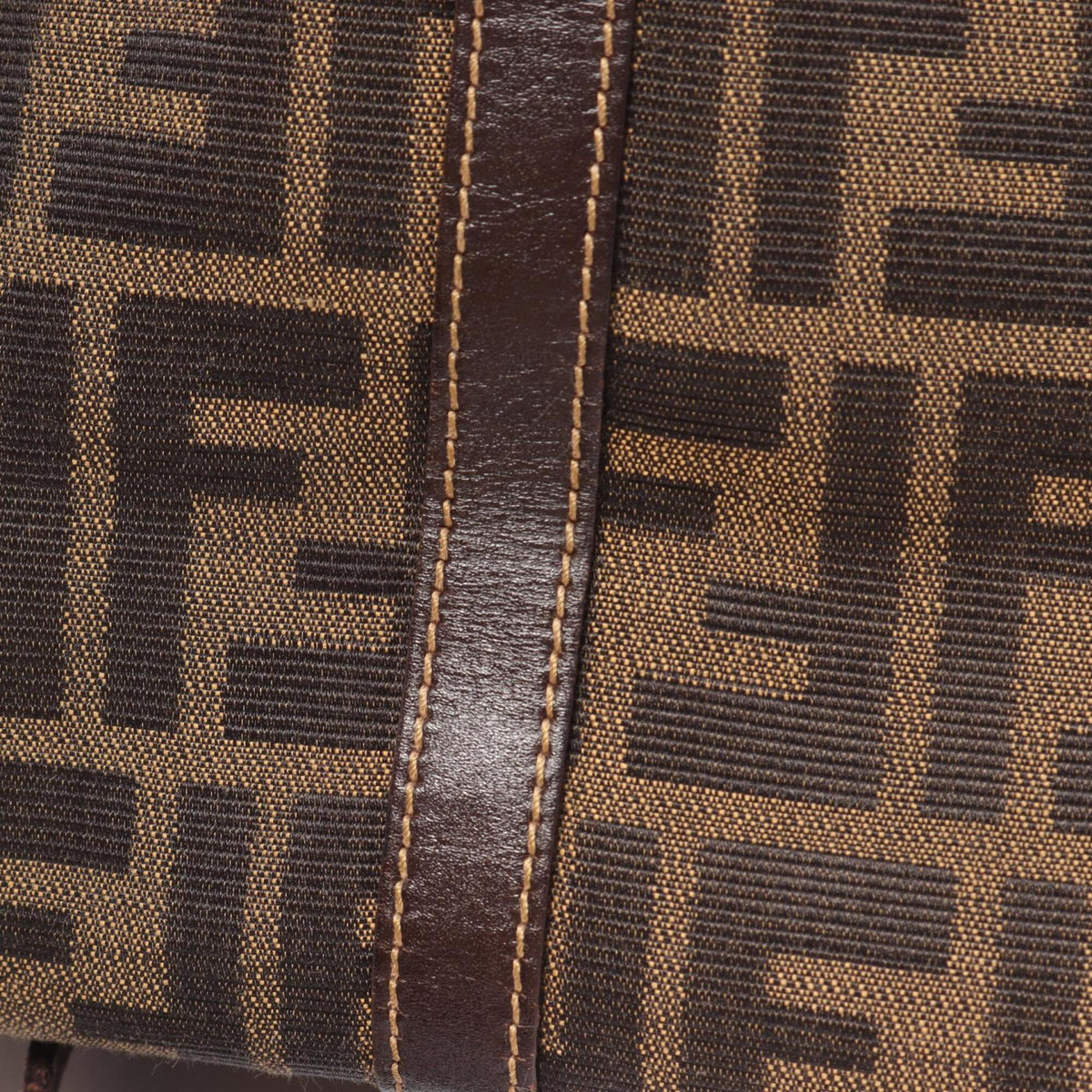 Fendi Black Brown Canvas Leather Handbag Tote Bag (Pre-Owned)