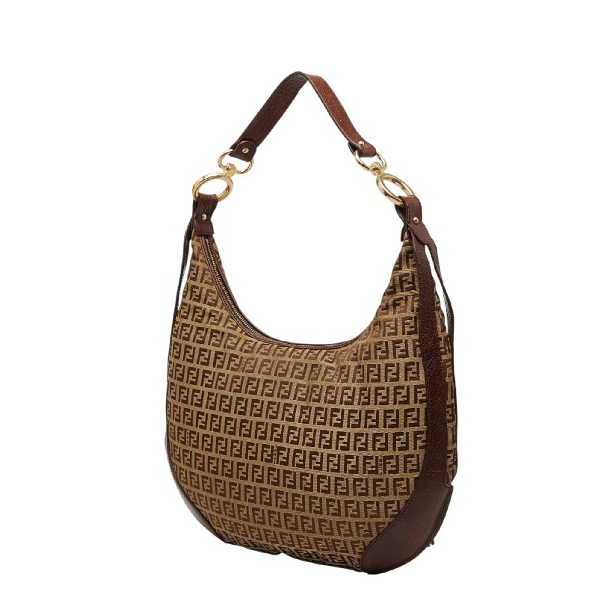 Fendi Brown Canvas Leather Shoulder Bag (Pre-Owned)