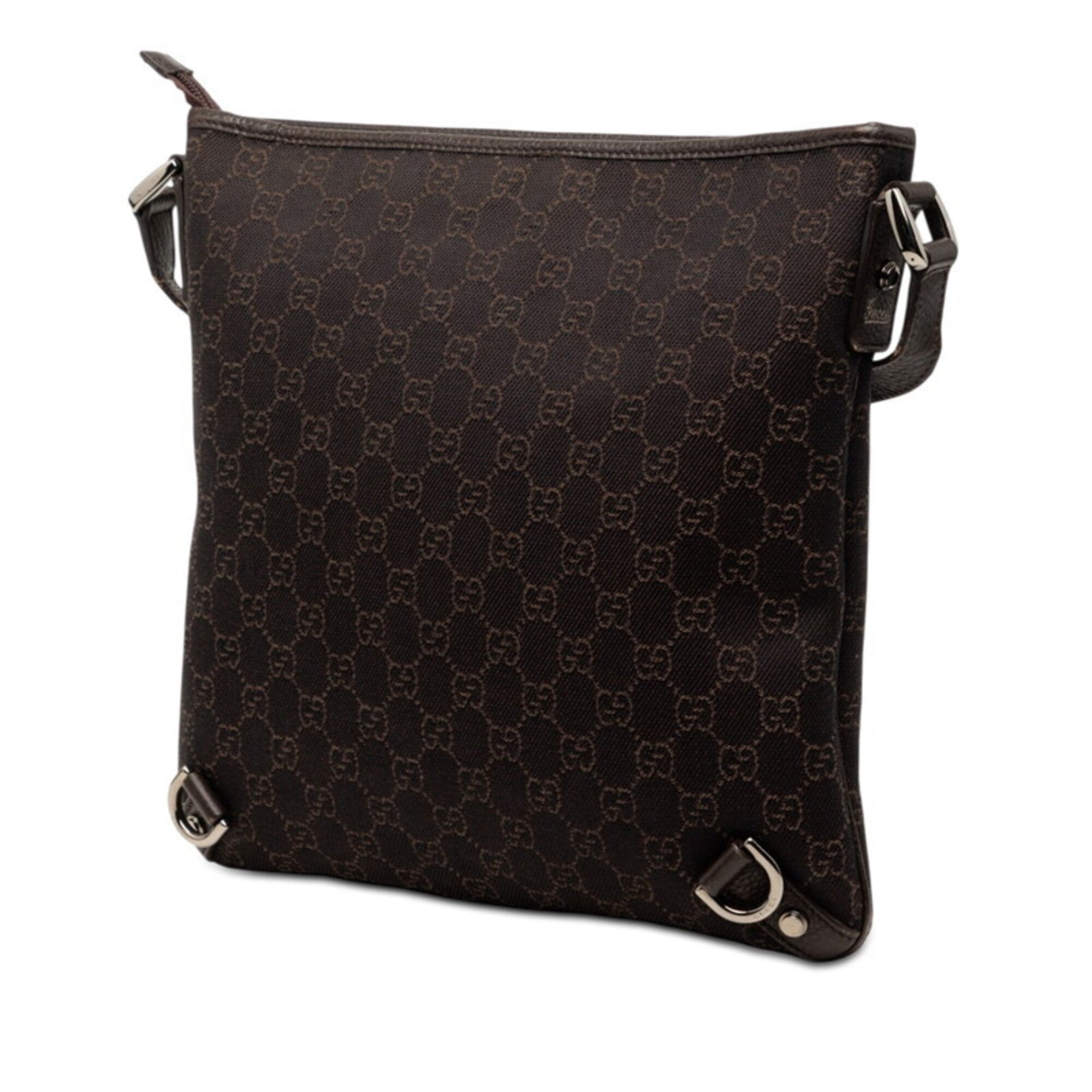Gucci Brown Canvas Leather Shoulder Bag (Pre-Owned)