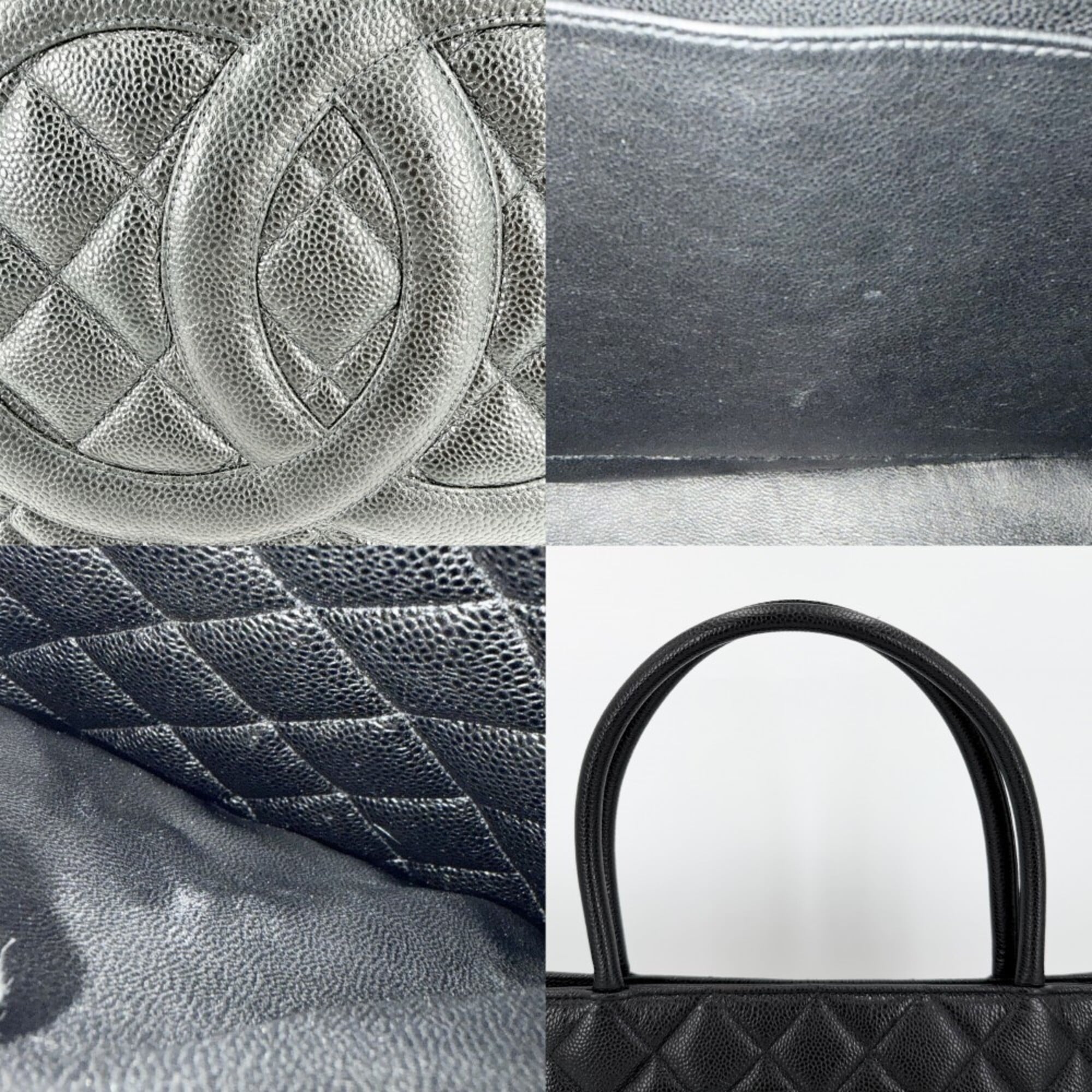 Chanel Matelasse Black Grained Calfskin Handbag Tote Bag (Pre-Owned)