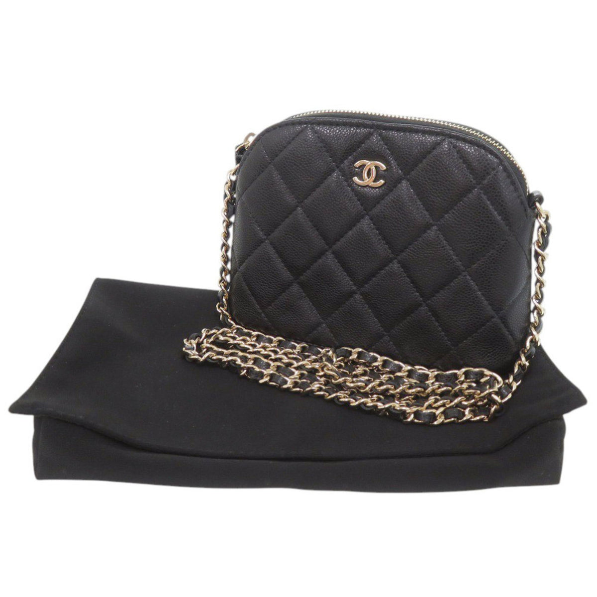 Chanel Black Grained Calfskin Shoulder Bag (Pre-Owned)