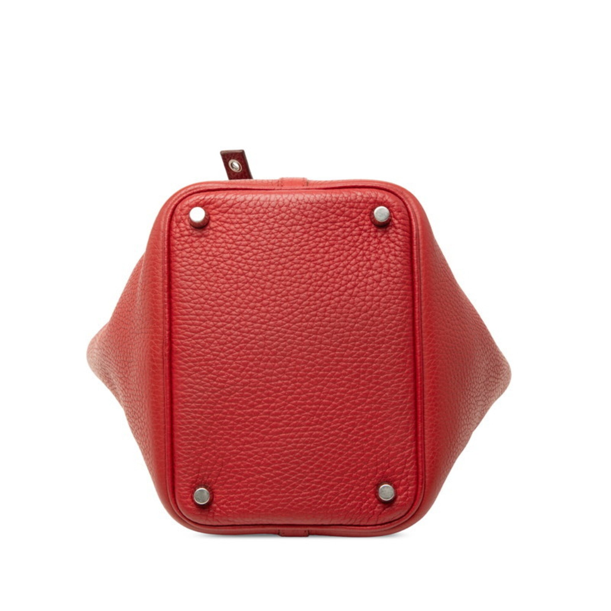 Hermes Red Color Taurillon Clemence Leather Handbag (Pre-Owned)