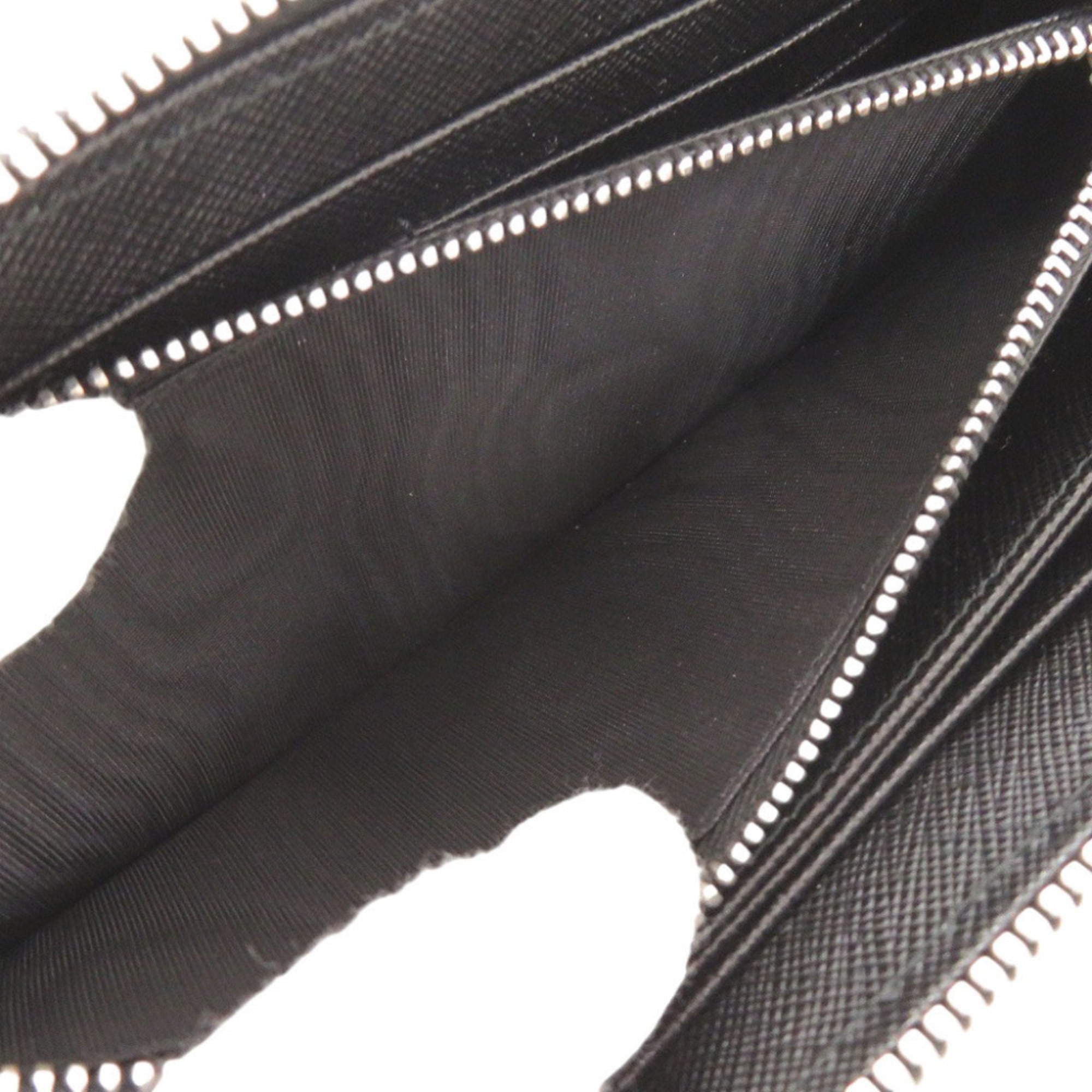 Prada Black Multi-Color Nylon Leather Saffiano Long Wallet (Bi-Fold) (Pre-Owned)