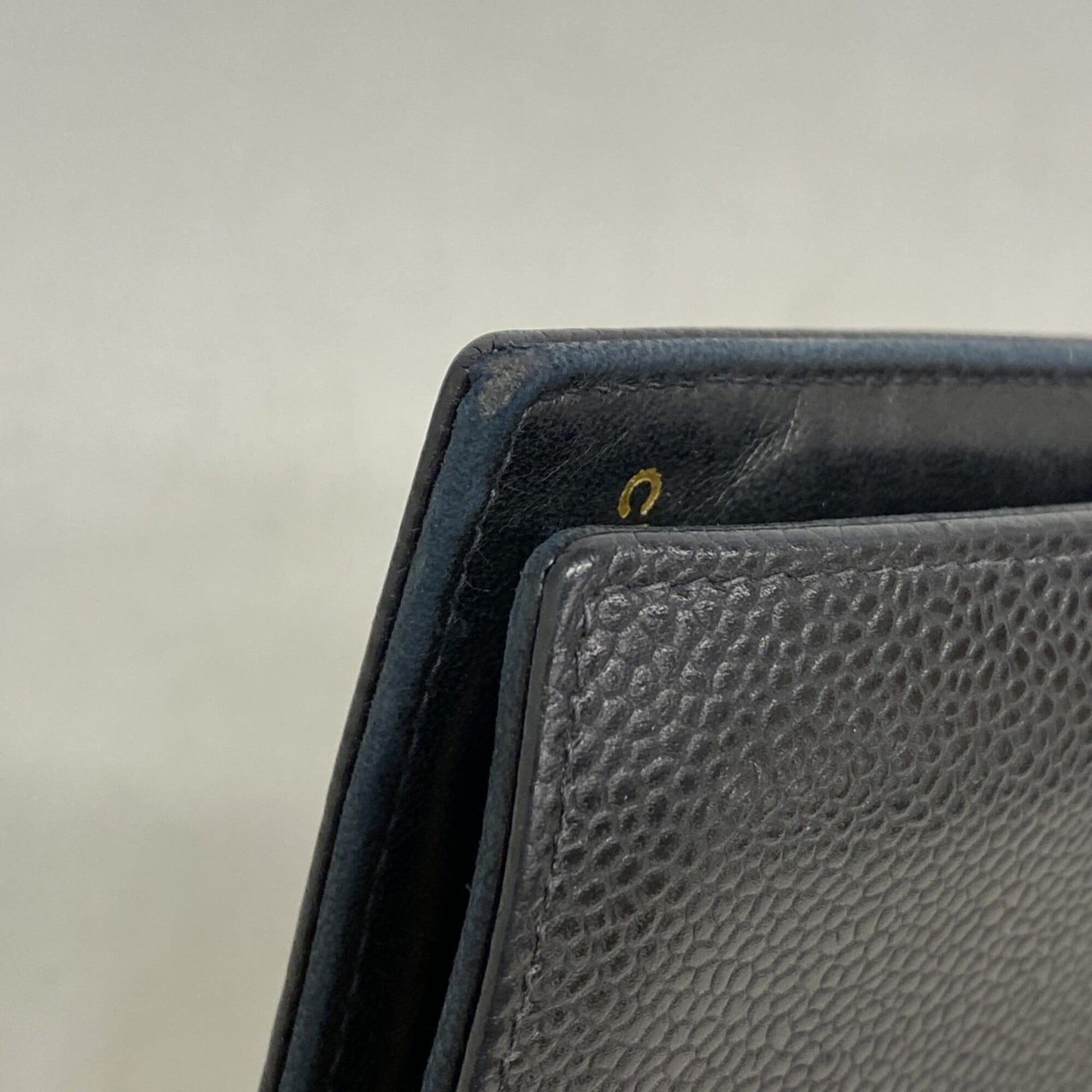 Chanel Black Grained Calfskin Long Wallet (Bi-Fold) (Pre-Owned)