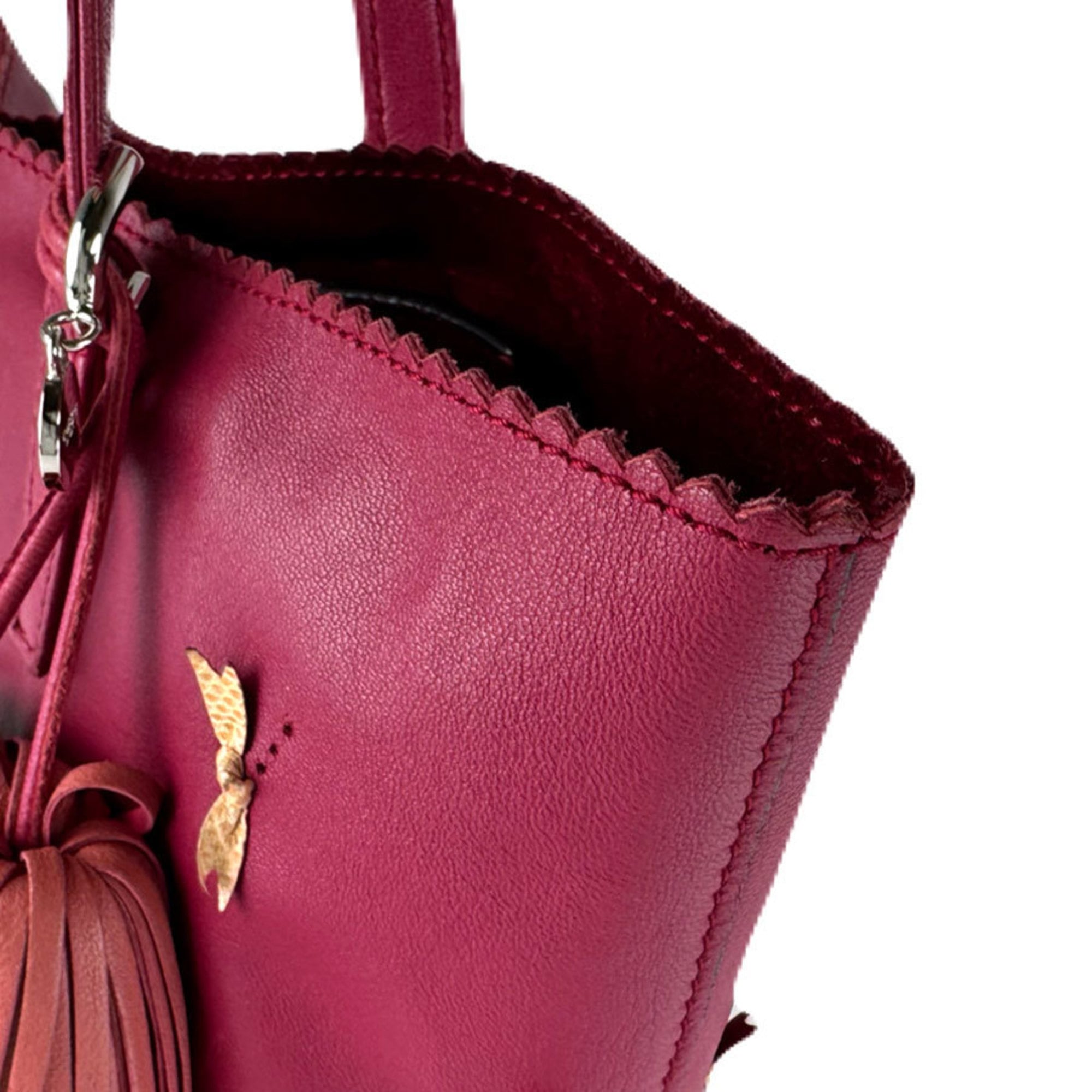 Loewe Red Color Wine Leather Handbag Tote Bag (Pre-Owned)