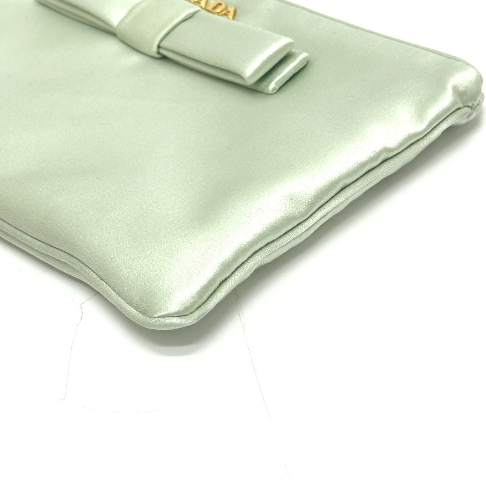 Prada Green Satin Clutch Bag (Pre-Owned)