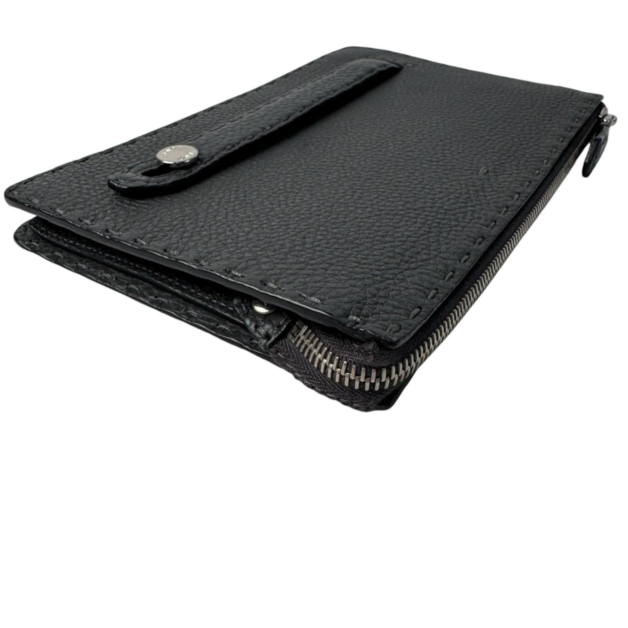 Fendi Dark Gray Leather Clutch Bag (Pre-Owned)