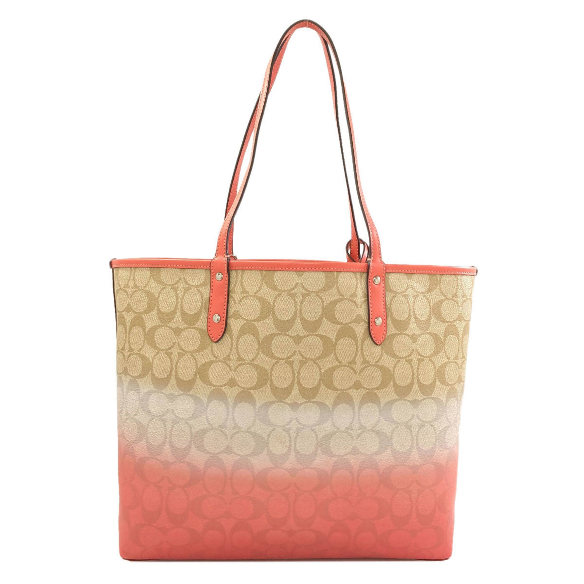 Coach Beige Pink Pvc Pouch Tote Bag (Pre-Owned)