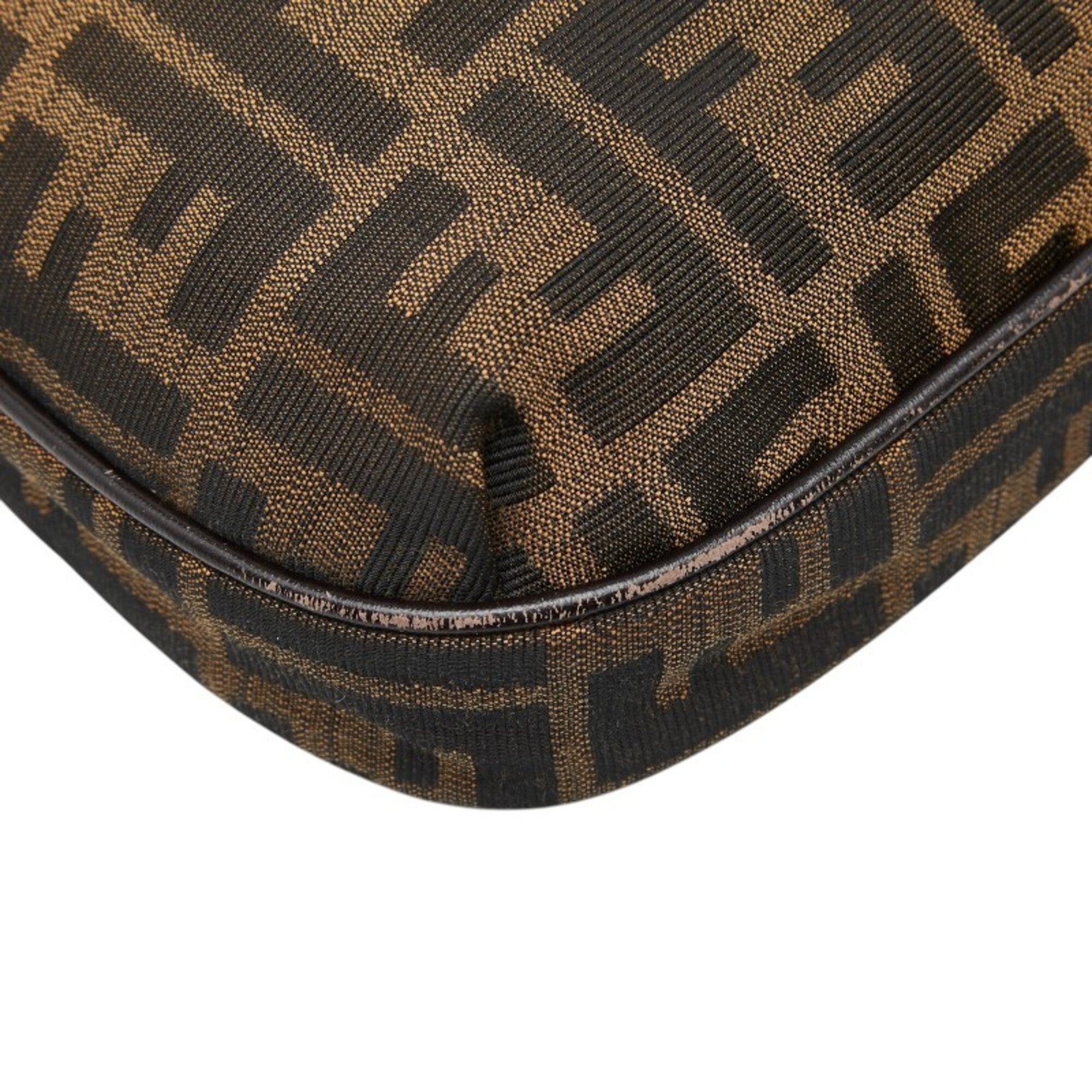 Fendi Zucca Brown Canvas Leather Shoulder Bag (Pre-Owned)
